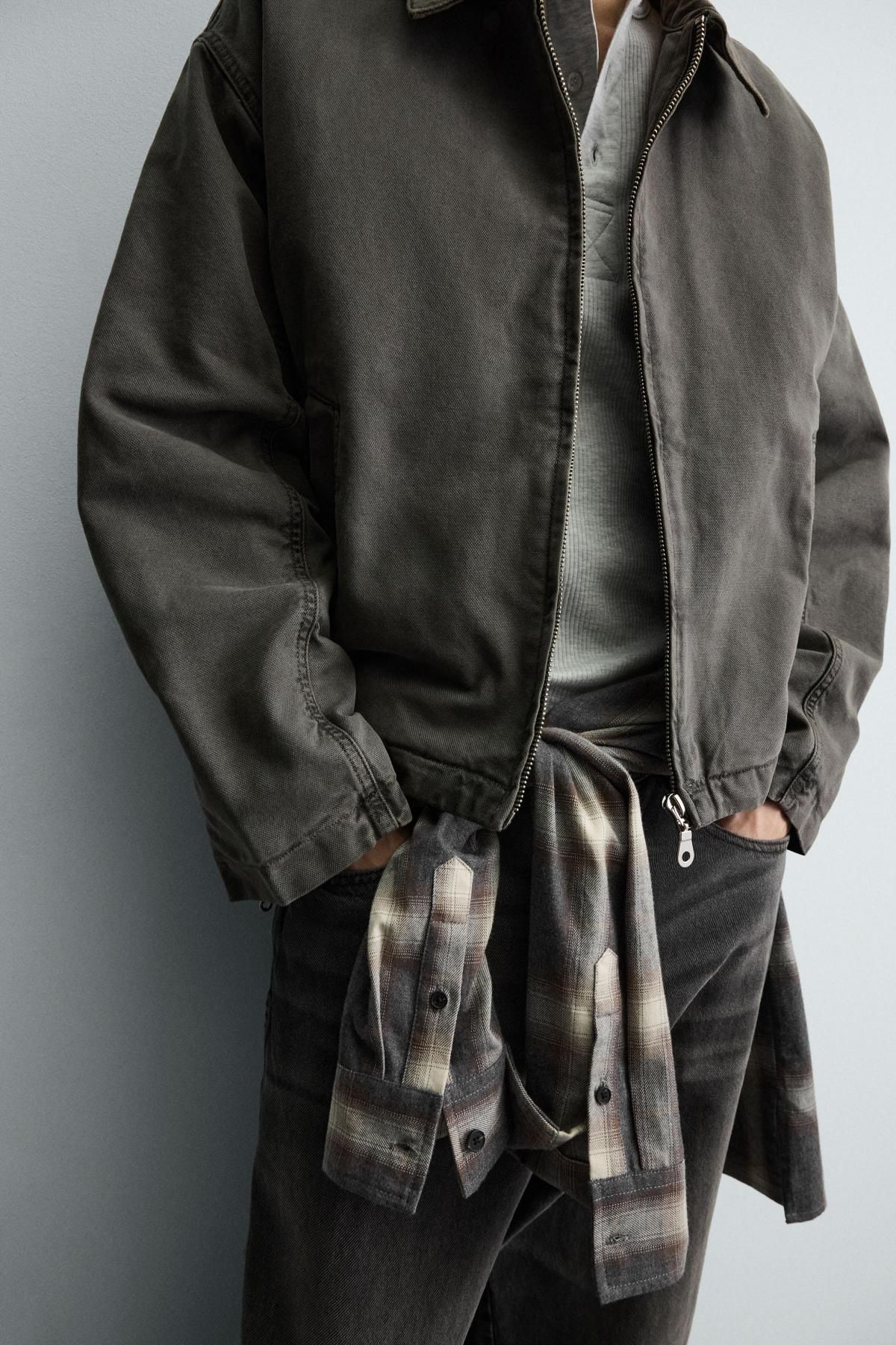 자라 크롭핏 테크니컬 코튼 패디드 자켓 4365/387 KHAKI 이미지 6