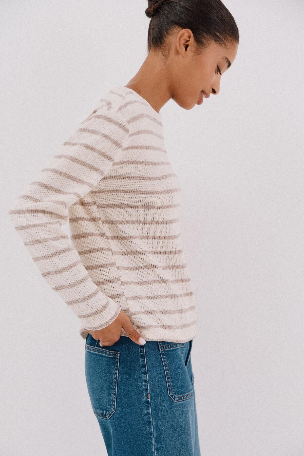 꼬르떼피엘 스트라이프 루즈핏 셔닐 니트 탑 5682222 ESTAMPADO BEIGE - 상세 이미지 2