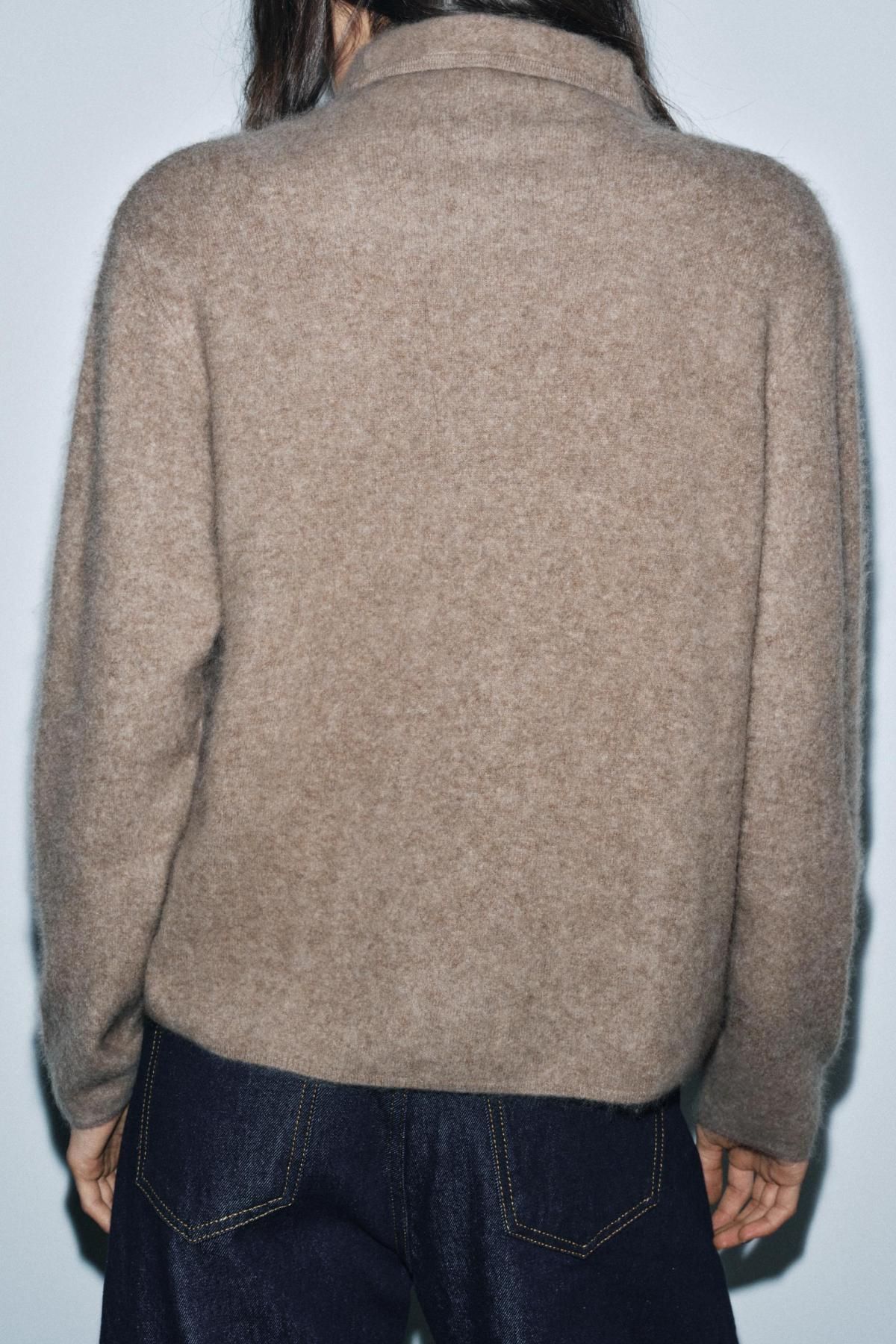 자라 브러쉬드 울 하이넥 재킷 2893/142 BROWN / TAUPE - 상세 이미지 5