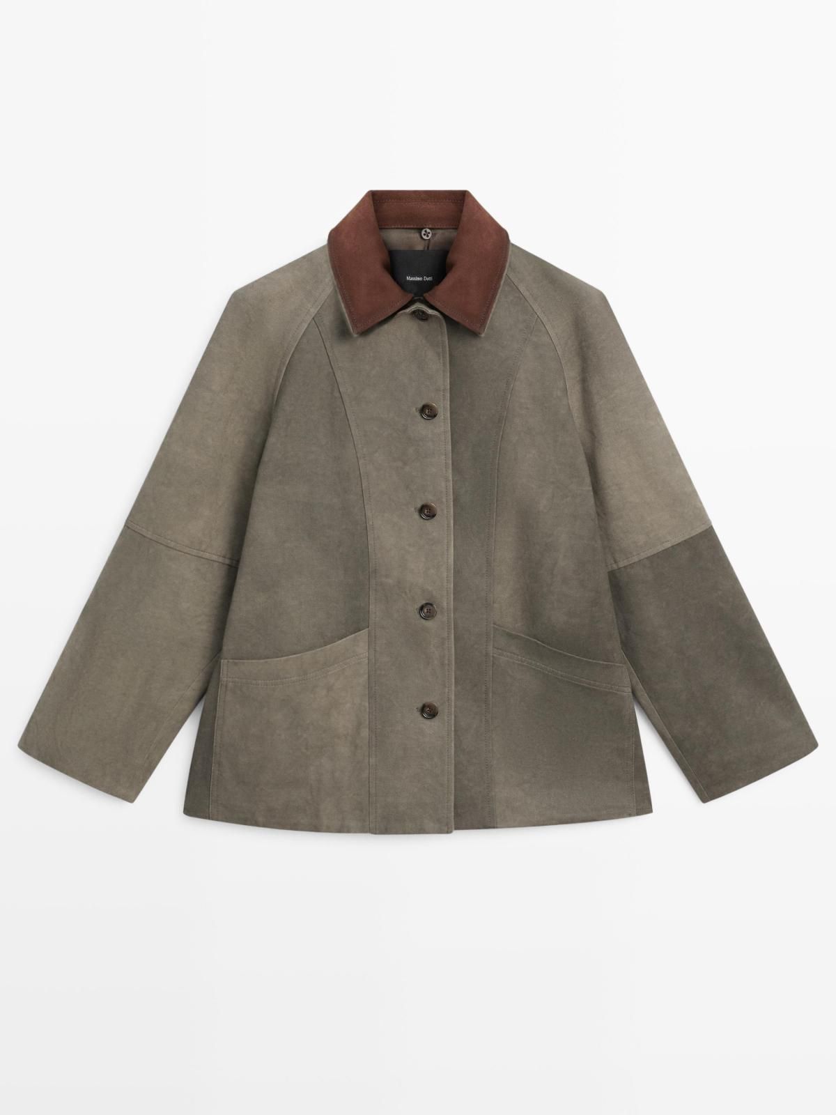 마시모두띠 테크니컬 방수 레이어드 카라 코튼 재킷 6701/321 DARK KHAKI - 메인 이미지