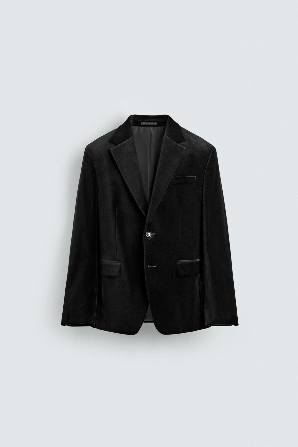 자라 레귤러핏 벨벳 블랙 블레이저 9621/310 BLACK - 상품 이미지