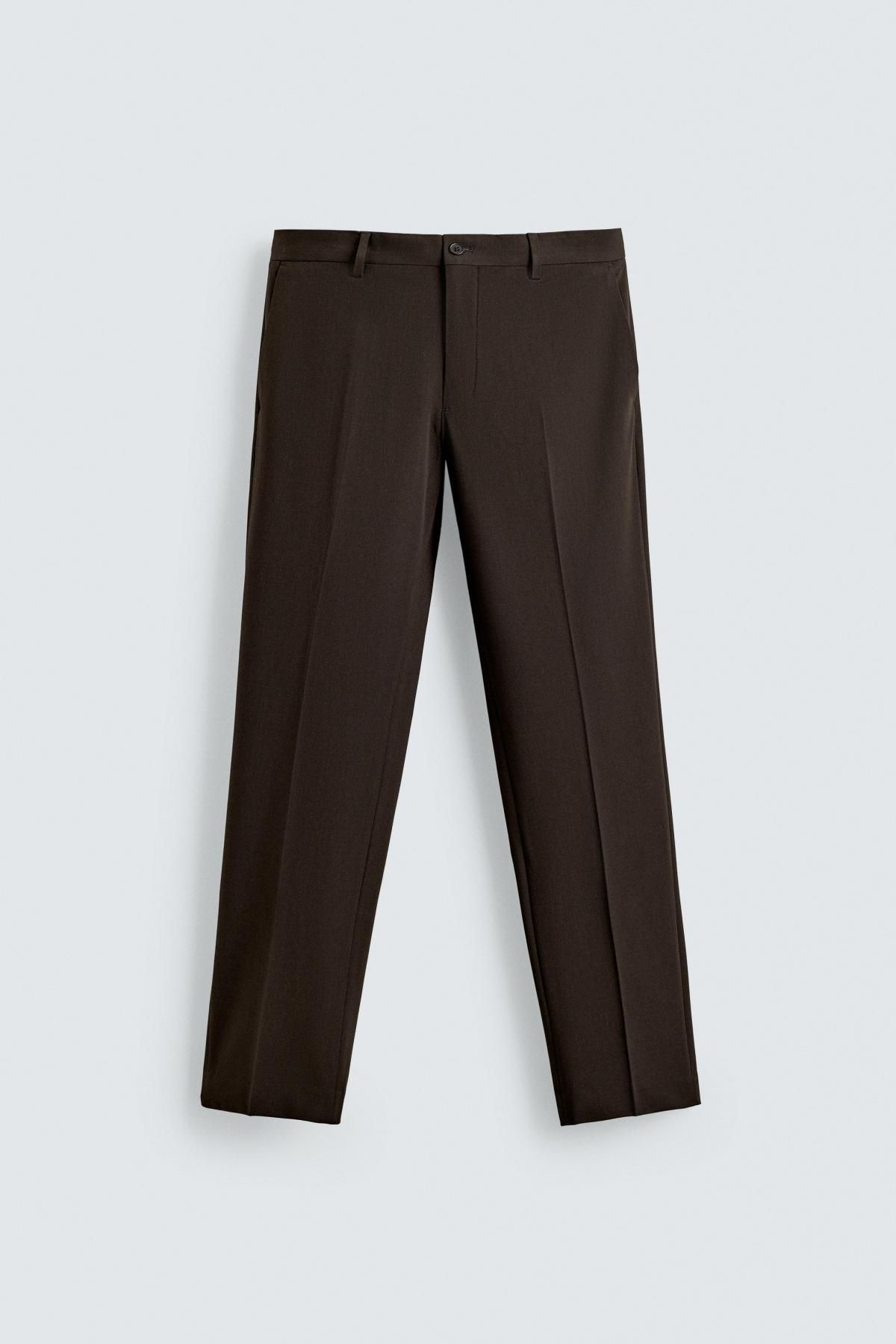 자라 슬림핏 브라운 수트 슬랙스 팬츠 9621/320 BROWN - 상세 이미지 5