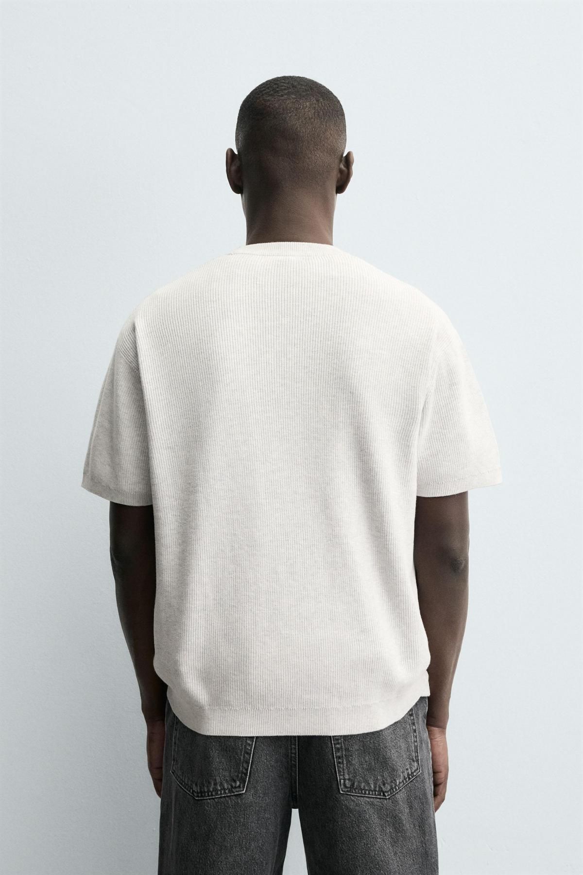 자라 라운드넥 펄 니트 반팔 티셔츠 2621/302 GREY MARL - 상세 이미지 4