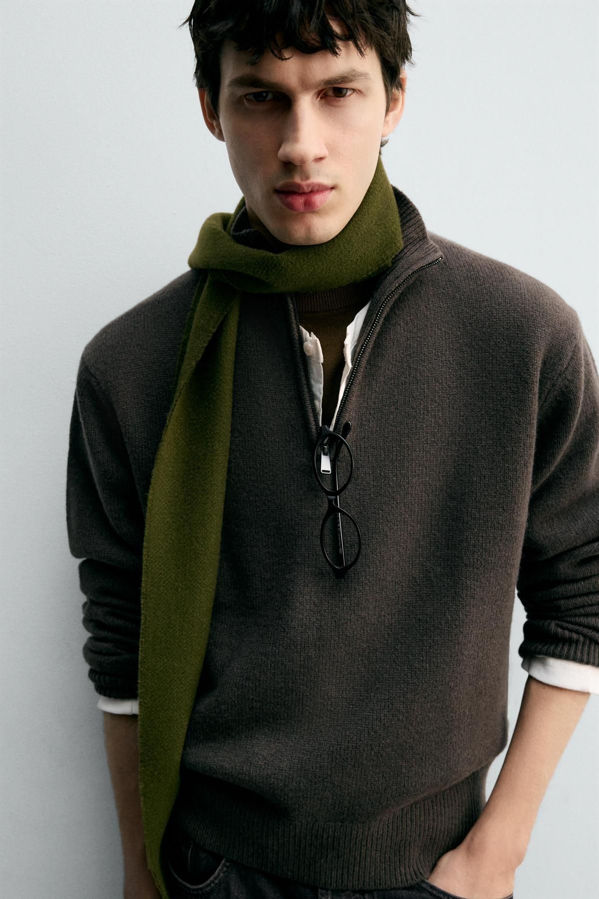 자라 프리미엄 울 하프집업 니트 스웨터 2893/339 ANTHRACITE GREY 이미지 6