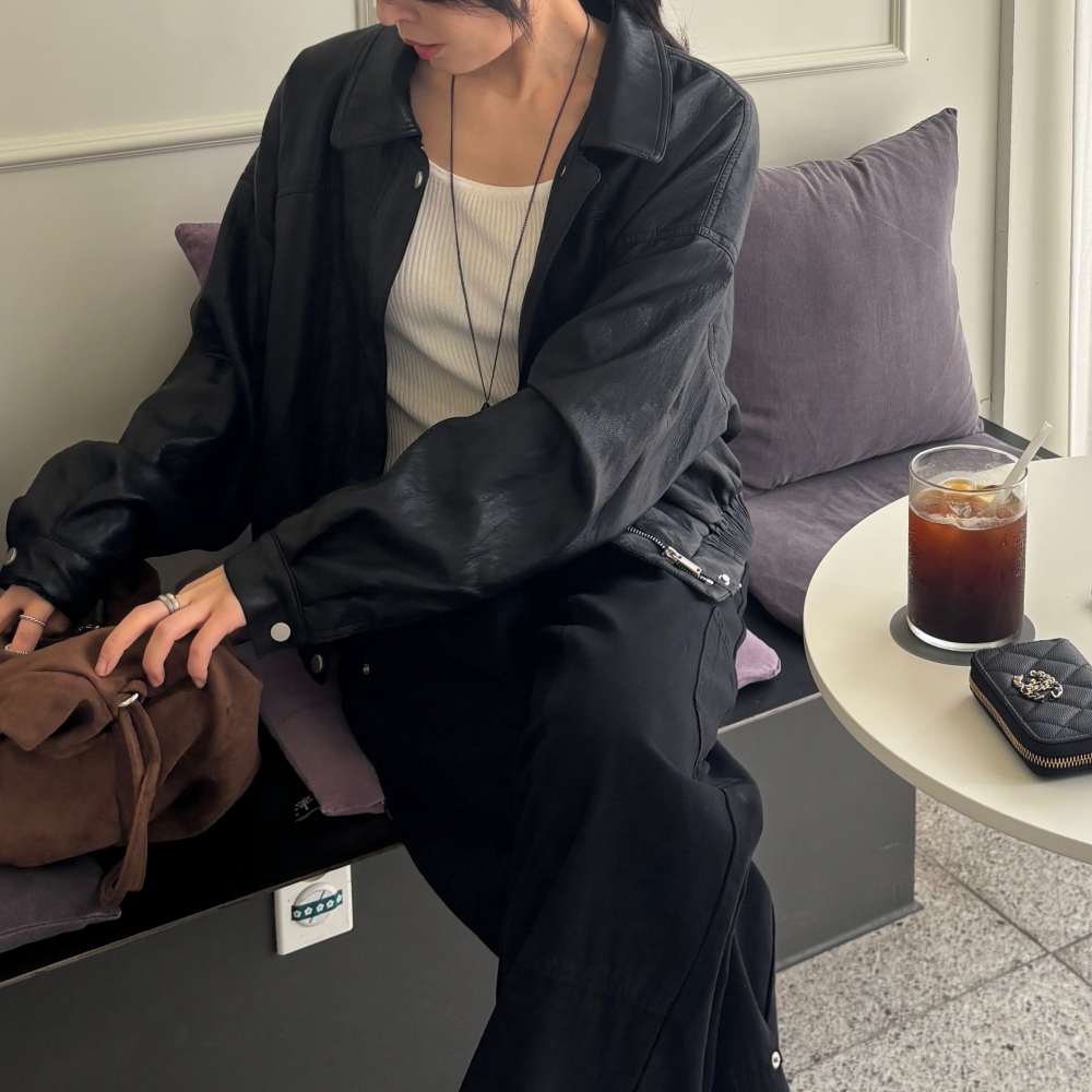 가죽자켓 크롭 블루종 여자 레더자켓 이미지 7