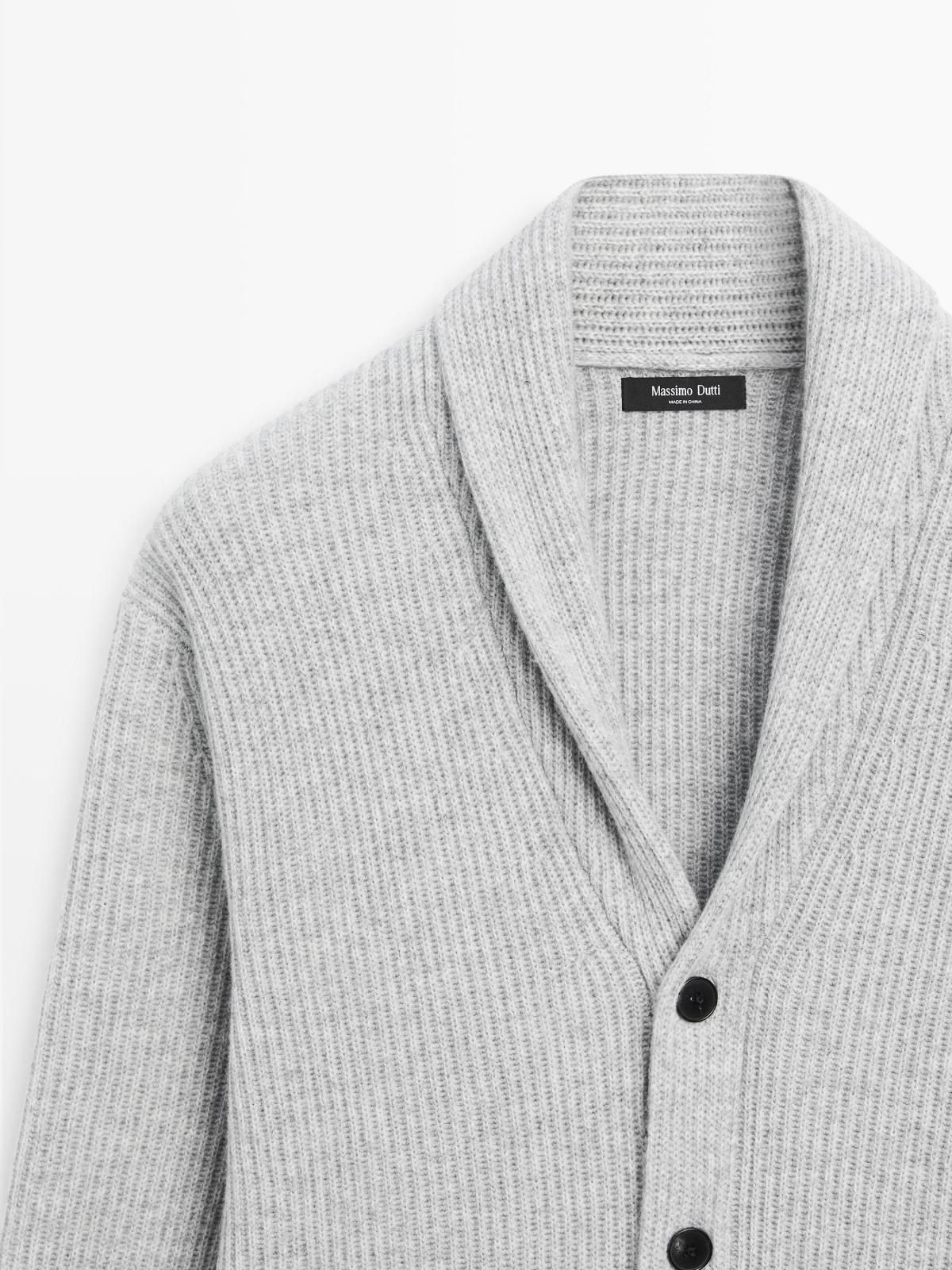 마시모두띠 울 블렌드 칼라 니트 가디건 1113/240 ANTHRACITE GREY - 상세 이미지 4