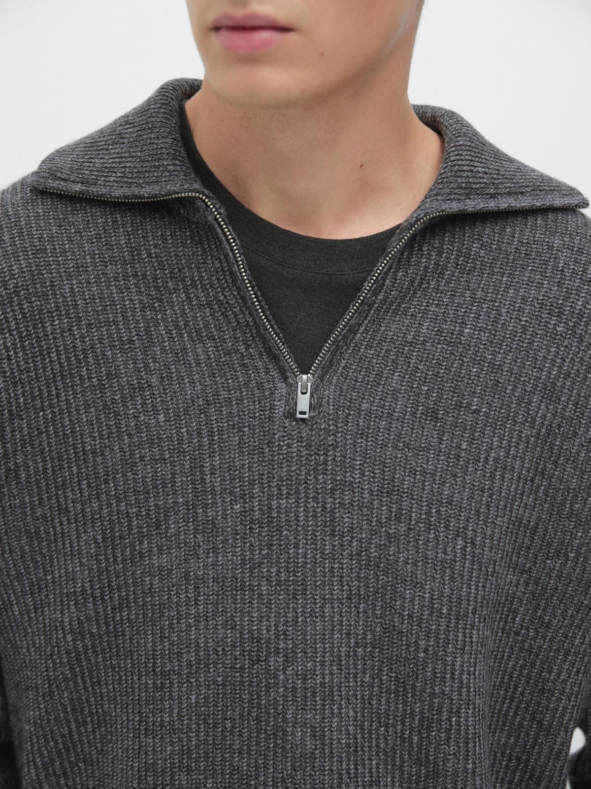 마시모두띠 울블렌드 집업 모크넥 니트 스웨터 그레이 1063/234 MEDIUM GREY - 상세 이미지 5