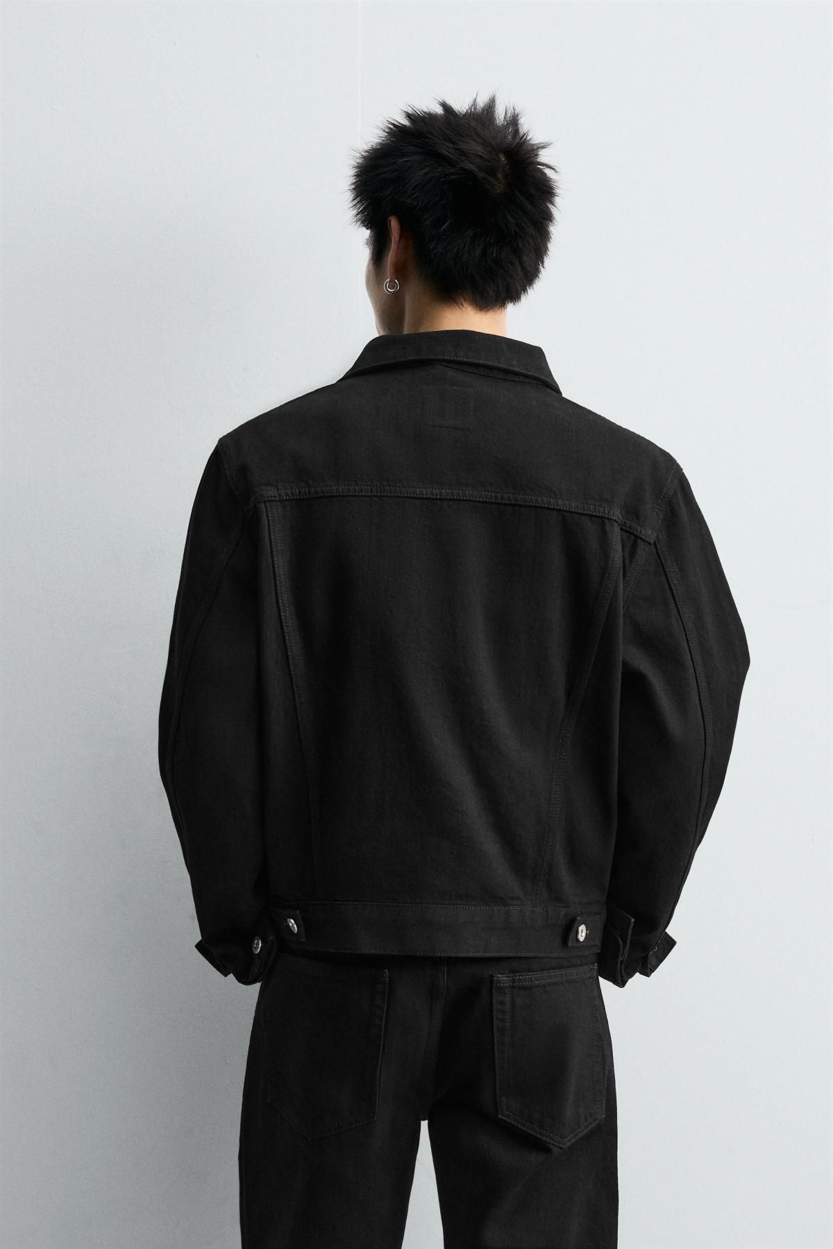자라 한정판 크롭핏 블랙 데님 재킷 5585/322 BLACK - 상세 이미지 4