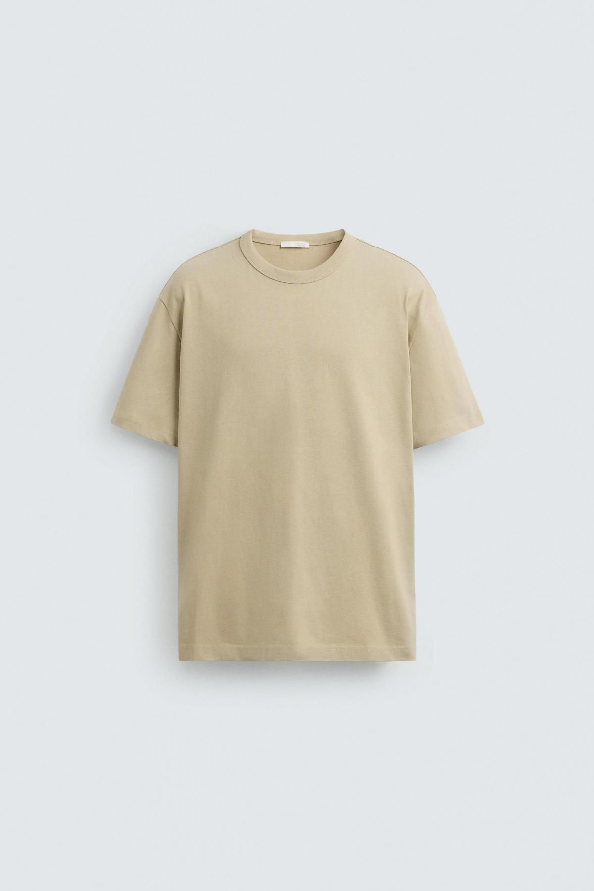 자라 베이직 헤비웨이트 코튼 반팔 티셔츠 4087/300 BEIGE - 메인 이미지