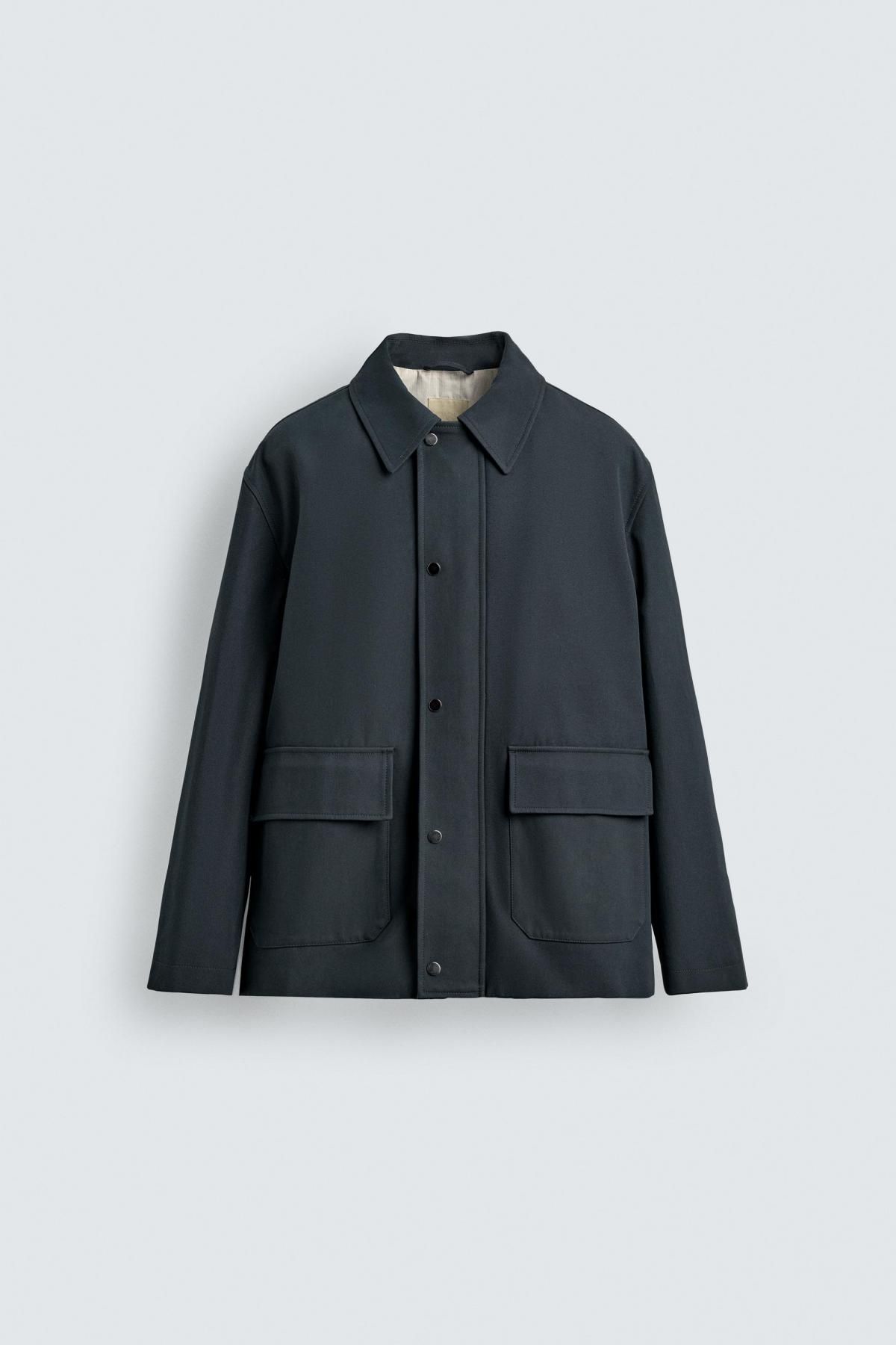 자라 이탈리안 코튼 싱글 코트 한정판 6600/410 BLUE/BLACK - 상품 이미지