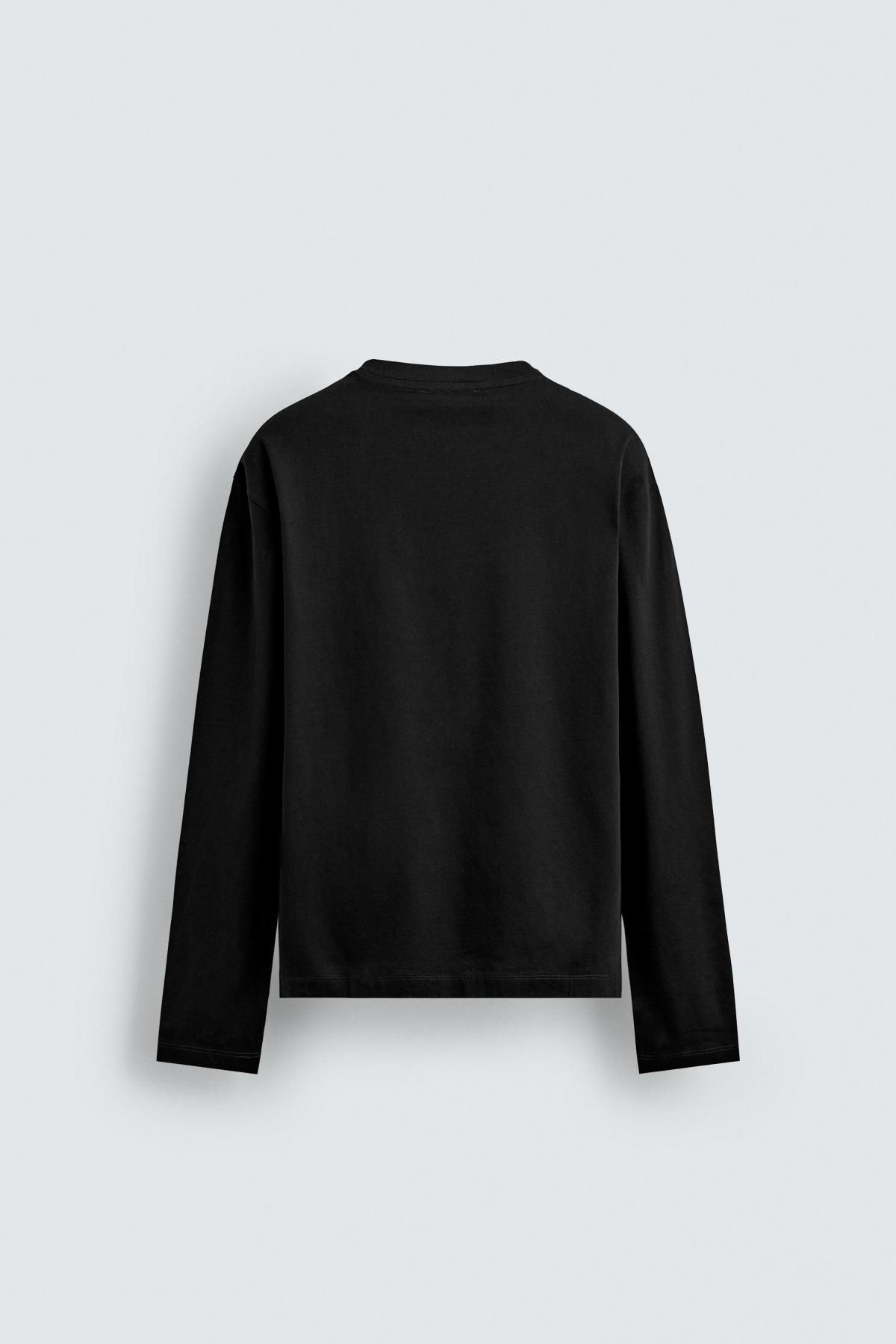자라 한정판 머서라이즈 블랙 긴팔 티셔츠 4092/362 BLACK 이미지 7