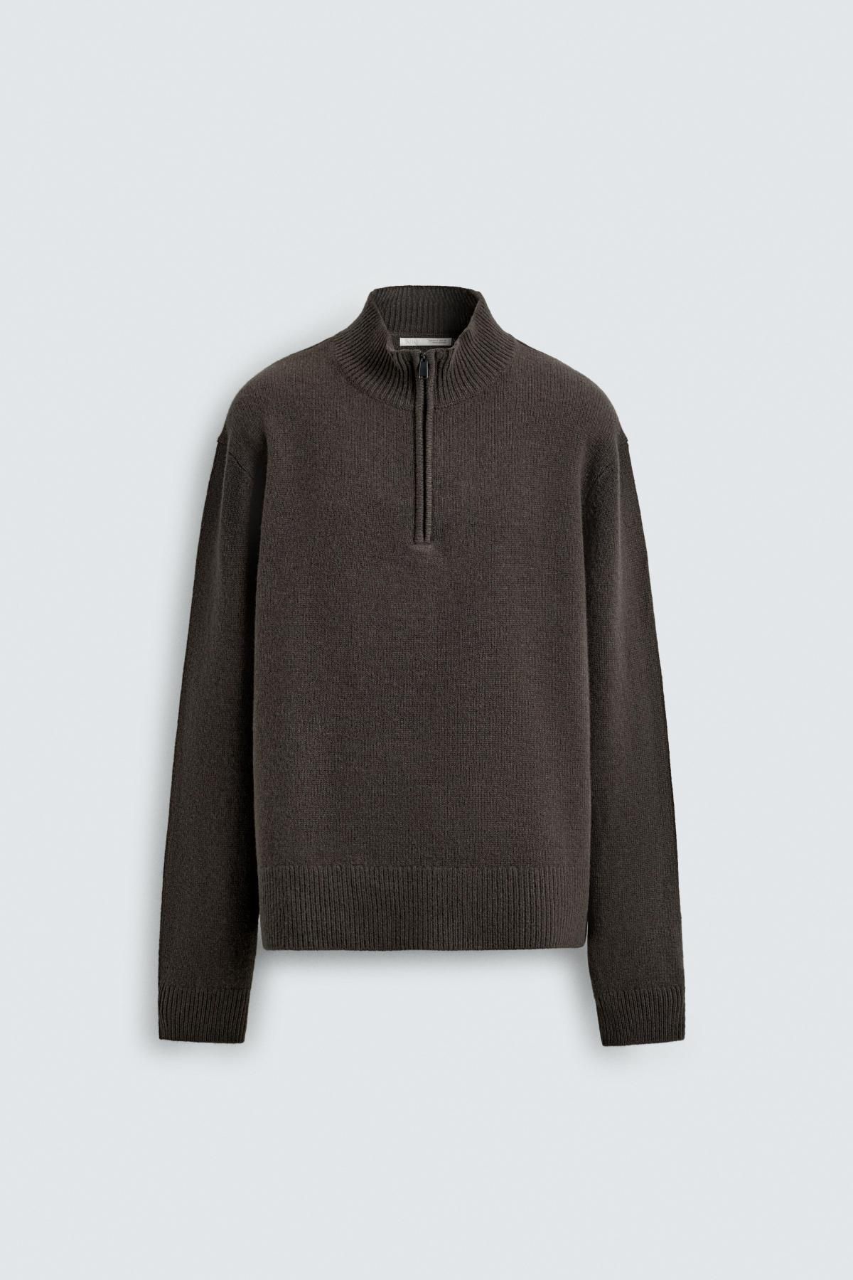 자라 프리미엄 울 하프집업 니트 스웨터 2893/339 ANTHRACITE GREY - 상품 이미지