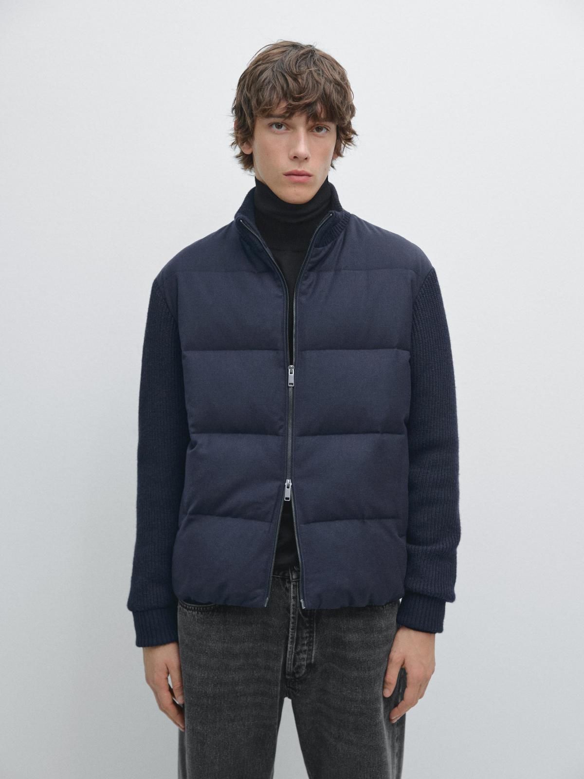 마시모두띠 니트 다운 블렌드 네이비 숏 패딩 재킷 3137/424 NAVY BLUE - 상세 이미지 3