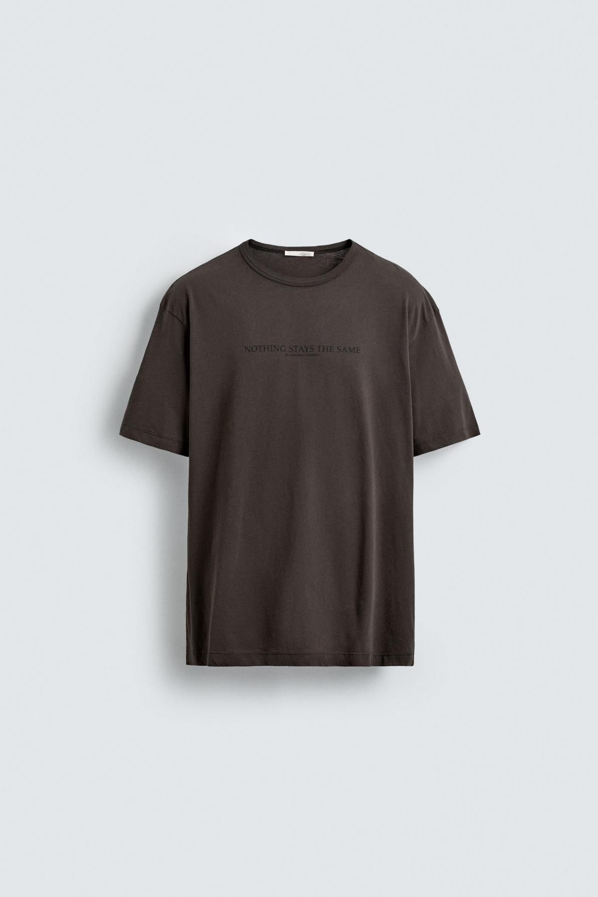 자라 베이직 프린트 레귤러핏 반팔 티셔츠 0722/345 DARK BROWN - 메인 이미지
