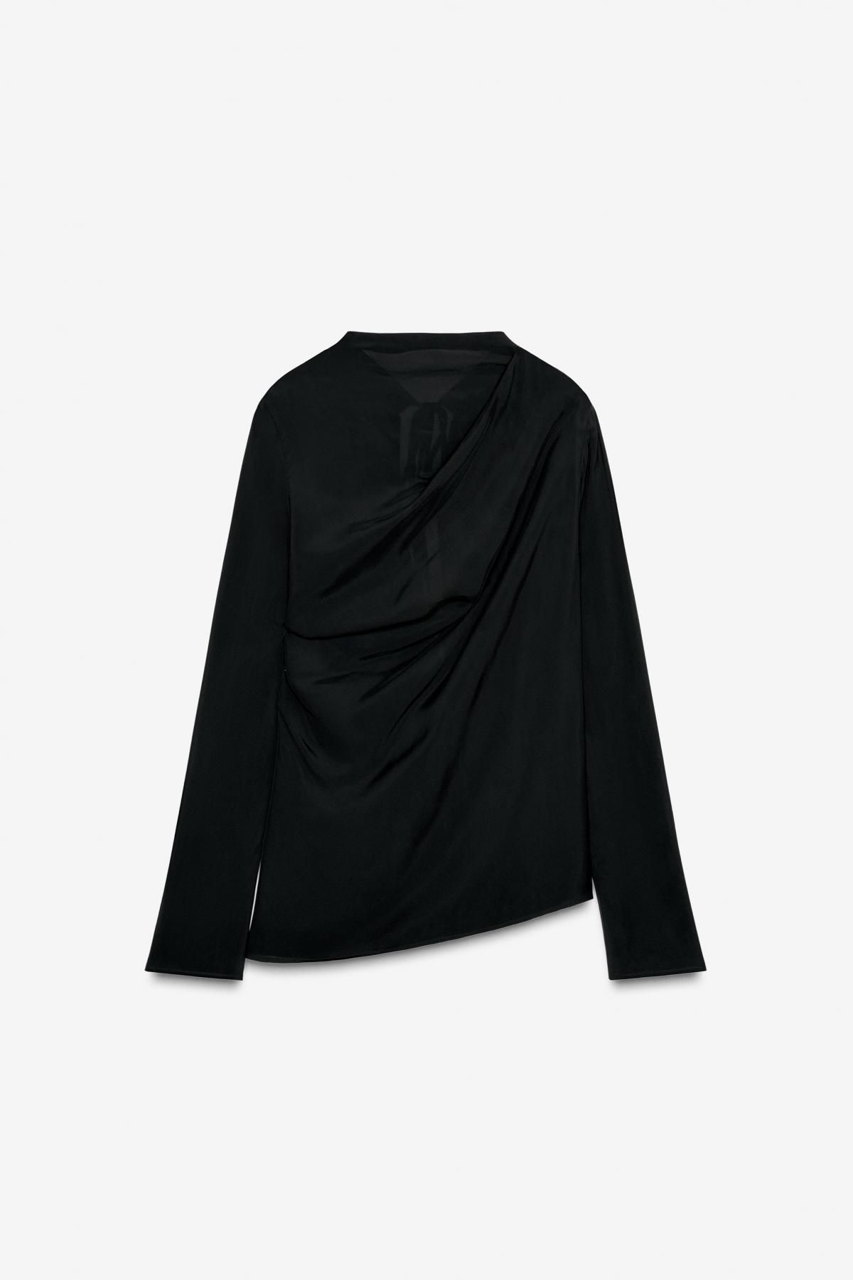 자라 드레이프 하이넥 블랙 블라우스 9142/712 BLACK - 메인 이미지