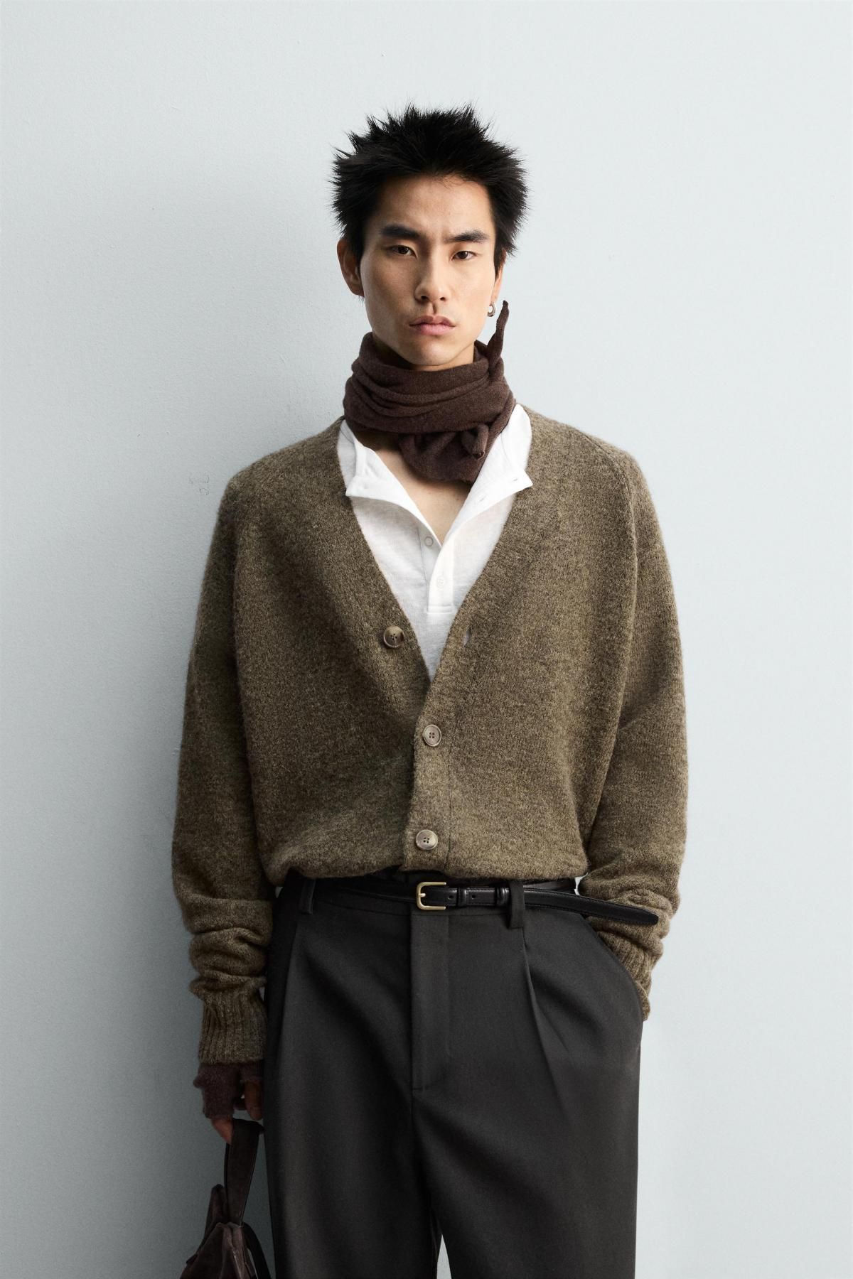 자라 한정판 울 브이넥 릴렉스핏 가디건 0693/322 BROWN - 상세 이미지 3