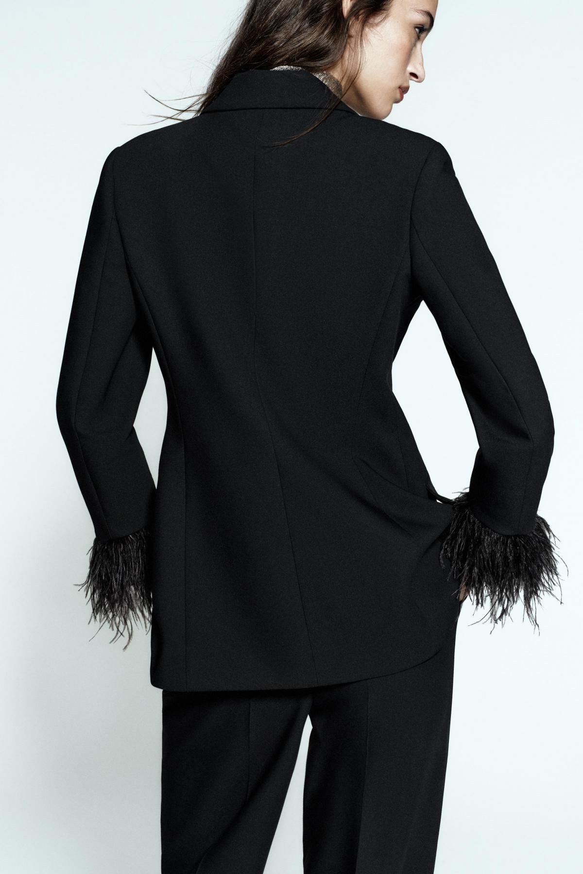 자라 페미닌 페더 테일러드 블랙 블레이저 9339/696 BLACK - 상세 이미지 3