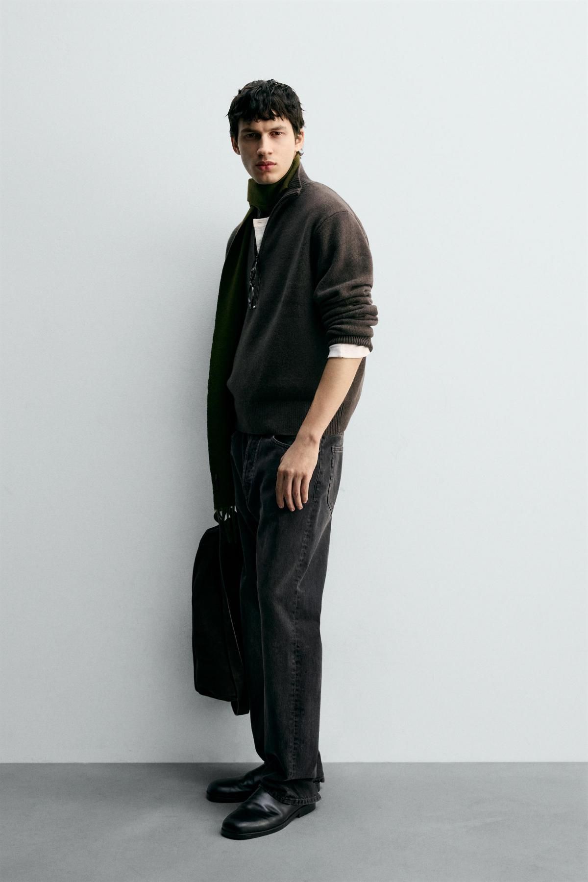 자라 프리미엄 울 하프집업 니트 스웨터 2893/339 ANTHRACITE GREY - 상세 이미지 5