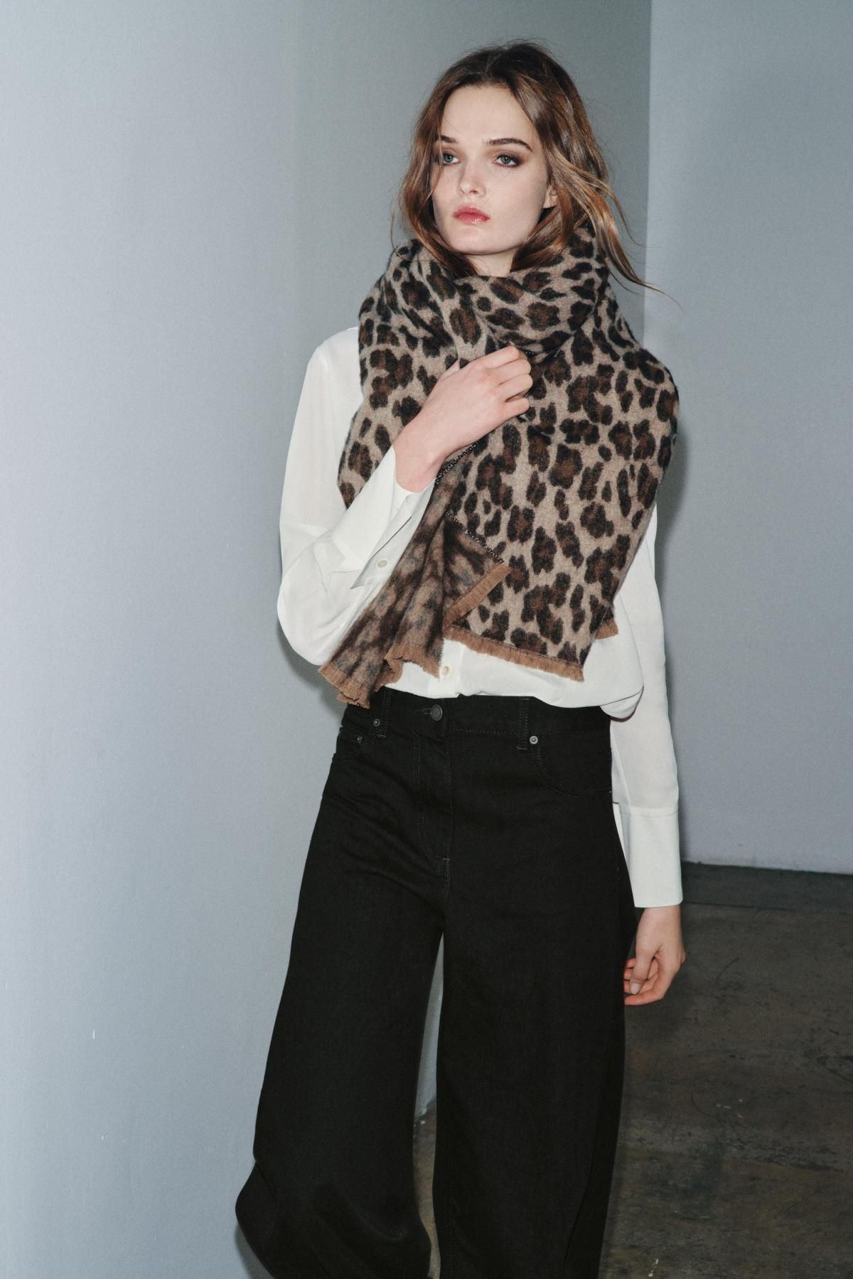자라 애니멀 프린트 자카드 스카프 3920/798 LEOPARD - 상세 이미지 3
