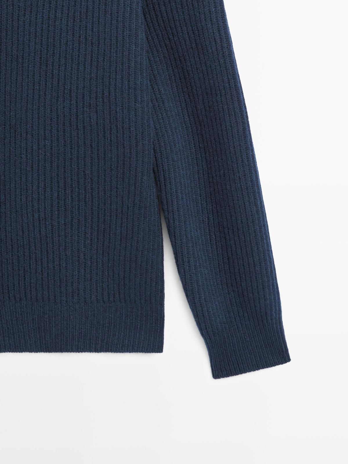 마시모두띠 울 혼방 니트 칼라 가디건 1113/240 NAVY BLUE - 상세 이미지 5
