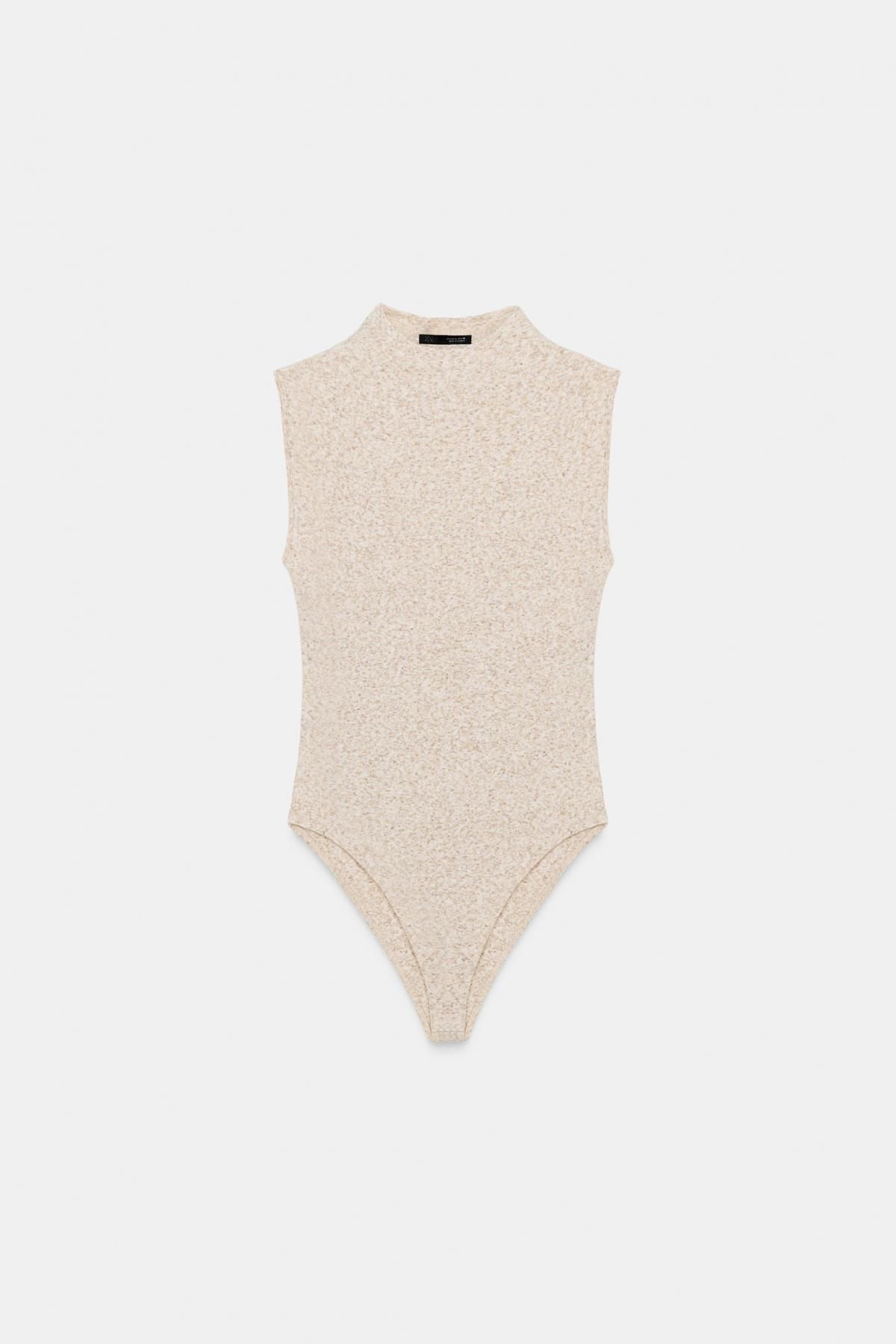 자라 소프트 하이넥 민소매 바디수트 베이지 1198/469 BEIGE MARL - 상품 이미지