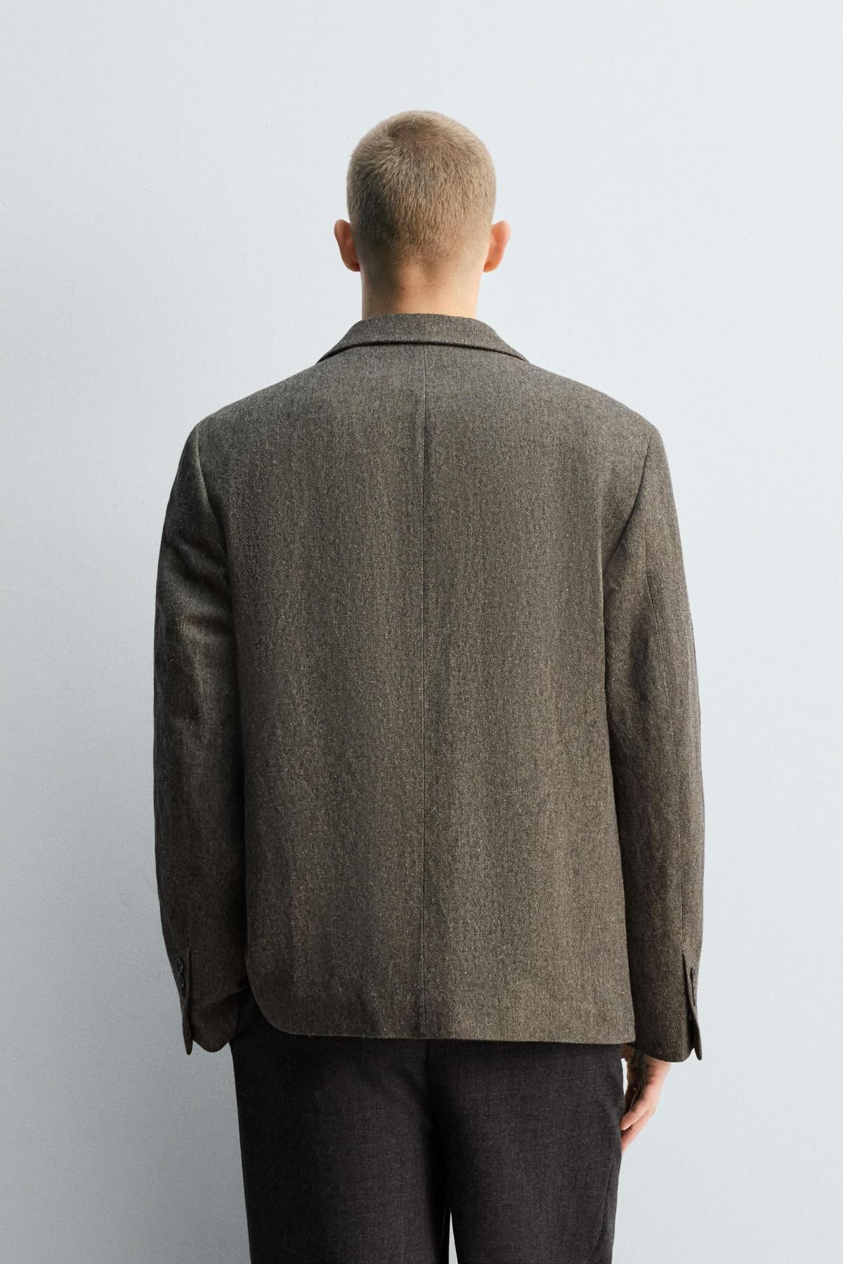 자라 이탈리안 텍스처 더블브레스트 블레이저 6596/584 MID-GREEN - 상세 이미지 4