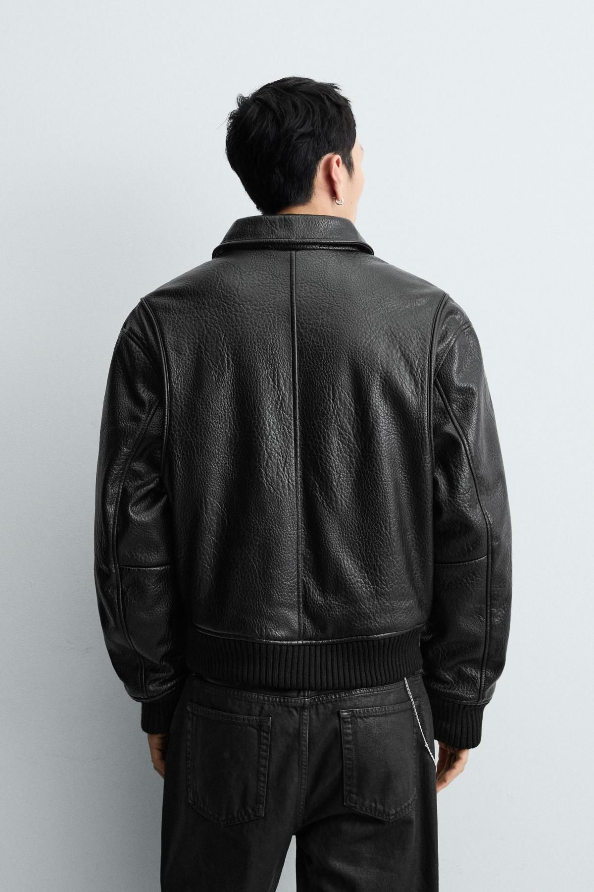 자라 퀼팅 페이크 레더 집업 재킷 3715/709 BLACK - 상세 이미지 4