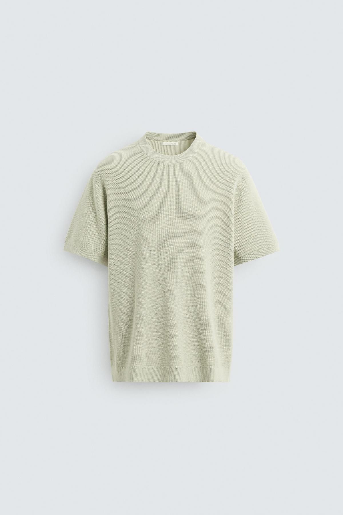 자라 라운드넥 펄 니트 반팔 티셔츠 2621/302 LIGHT GREEN - 메인 이미지