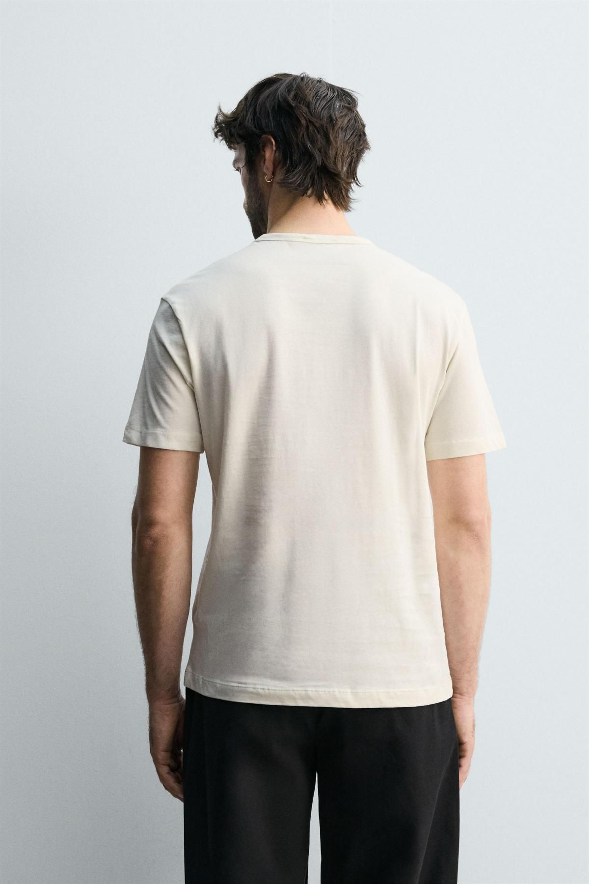 자라 레터링 프린트 라운드넥 반팔 티셔츠 0722/345 OYSTER-WHITE - 상세 이미지 4