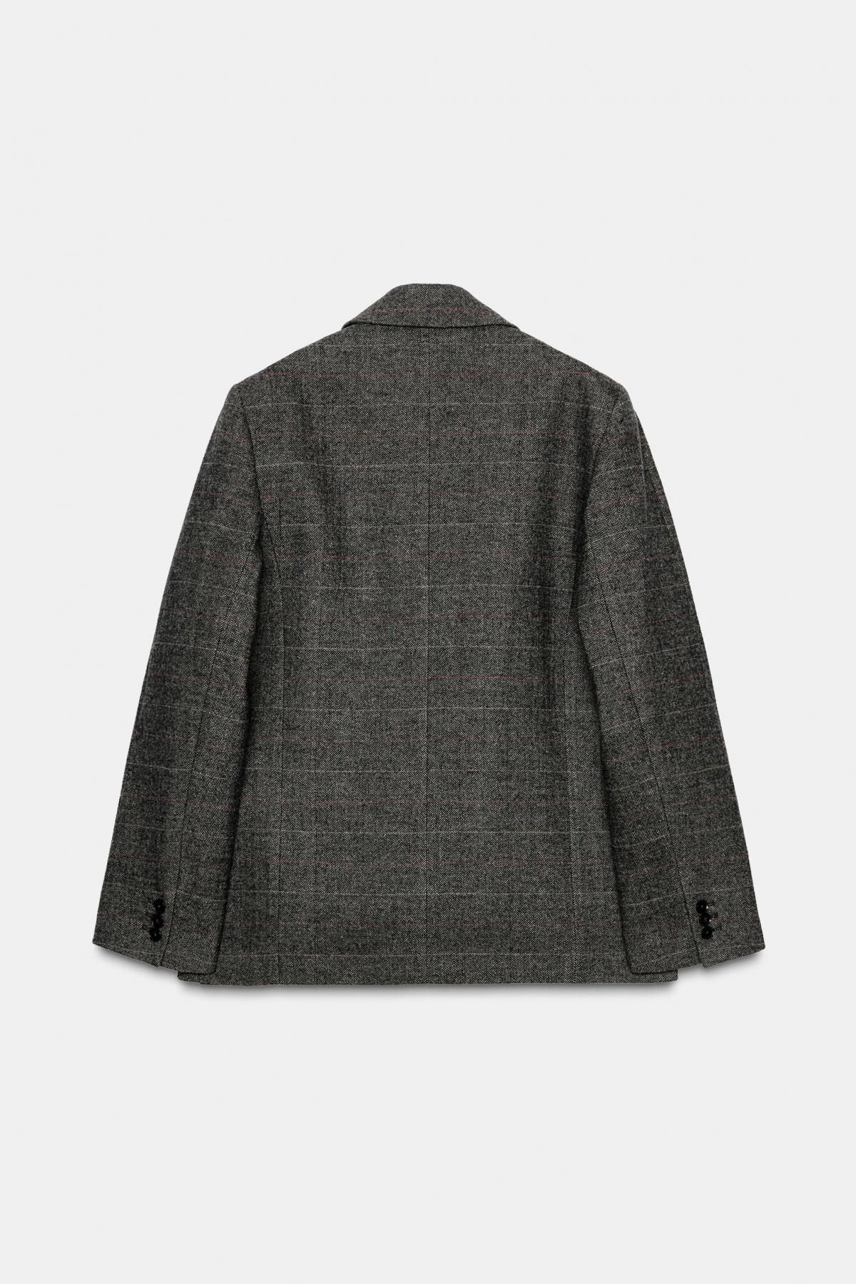 자라 오버사이즈 체크 울 블레이저 8491/263 DARK BROWN - 상세 이미지 4