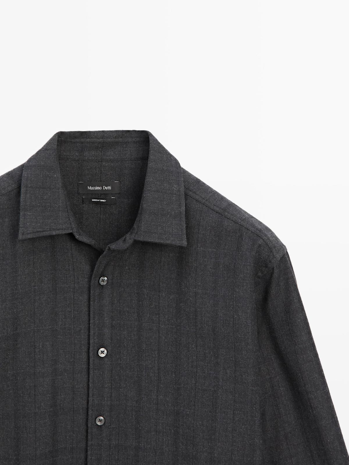 마시모두띠 클래식 체크 울 긴팔 셔츠 레귤러핏 1815/296 NAVY BLUE 이미지 6