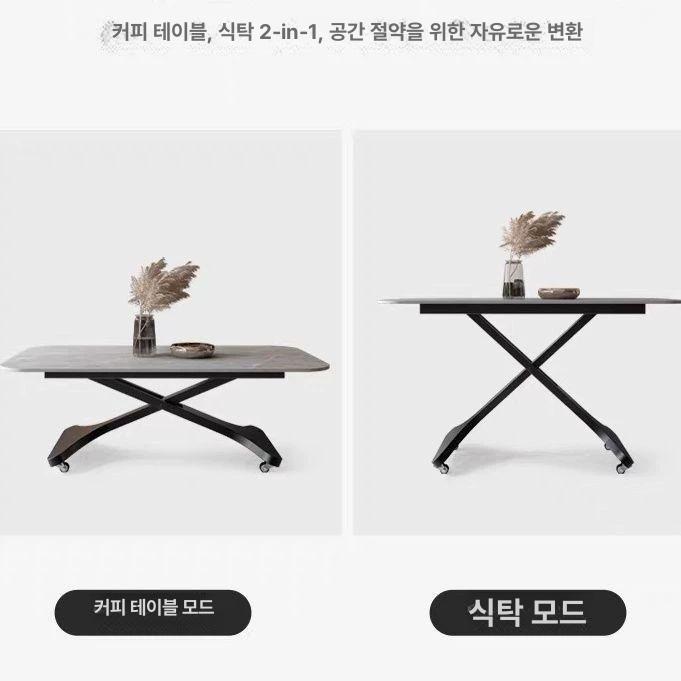 높이조절 식탁 리프트테이블 카페 거실 이동식 대리석탁자 - 상세 이미지 4