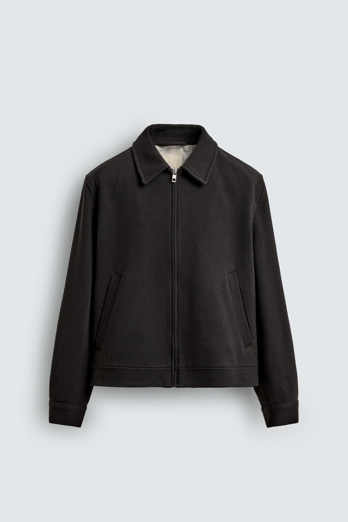 자라 한정판 울 블렌드 크롭 집업 재킷 6599/580 BROWN - 메인 이미지