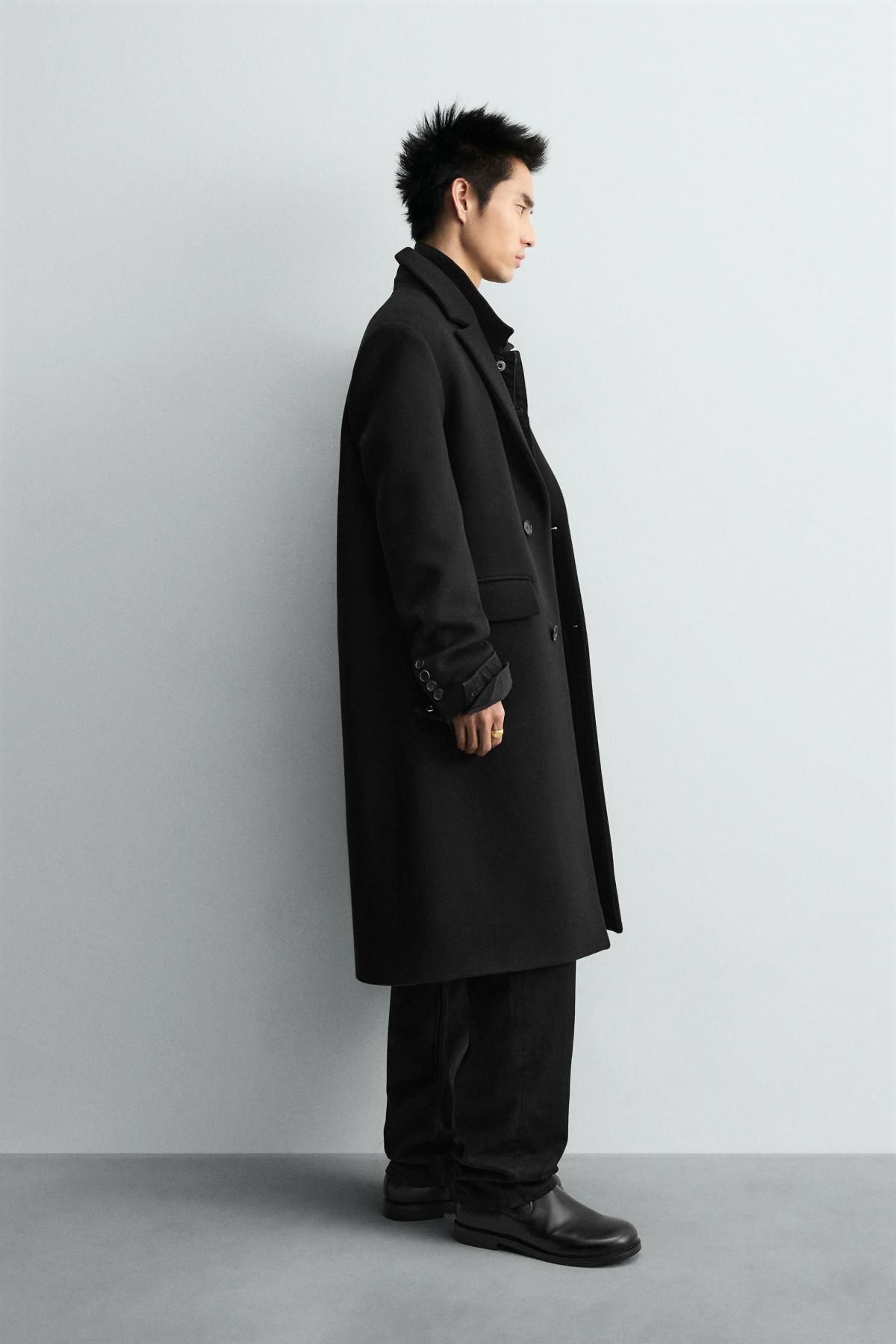 자라 프리미엄 울 캐시미어 블렌드 싱글 코트 6595/583 BLACK - 상세 이미지 5