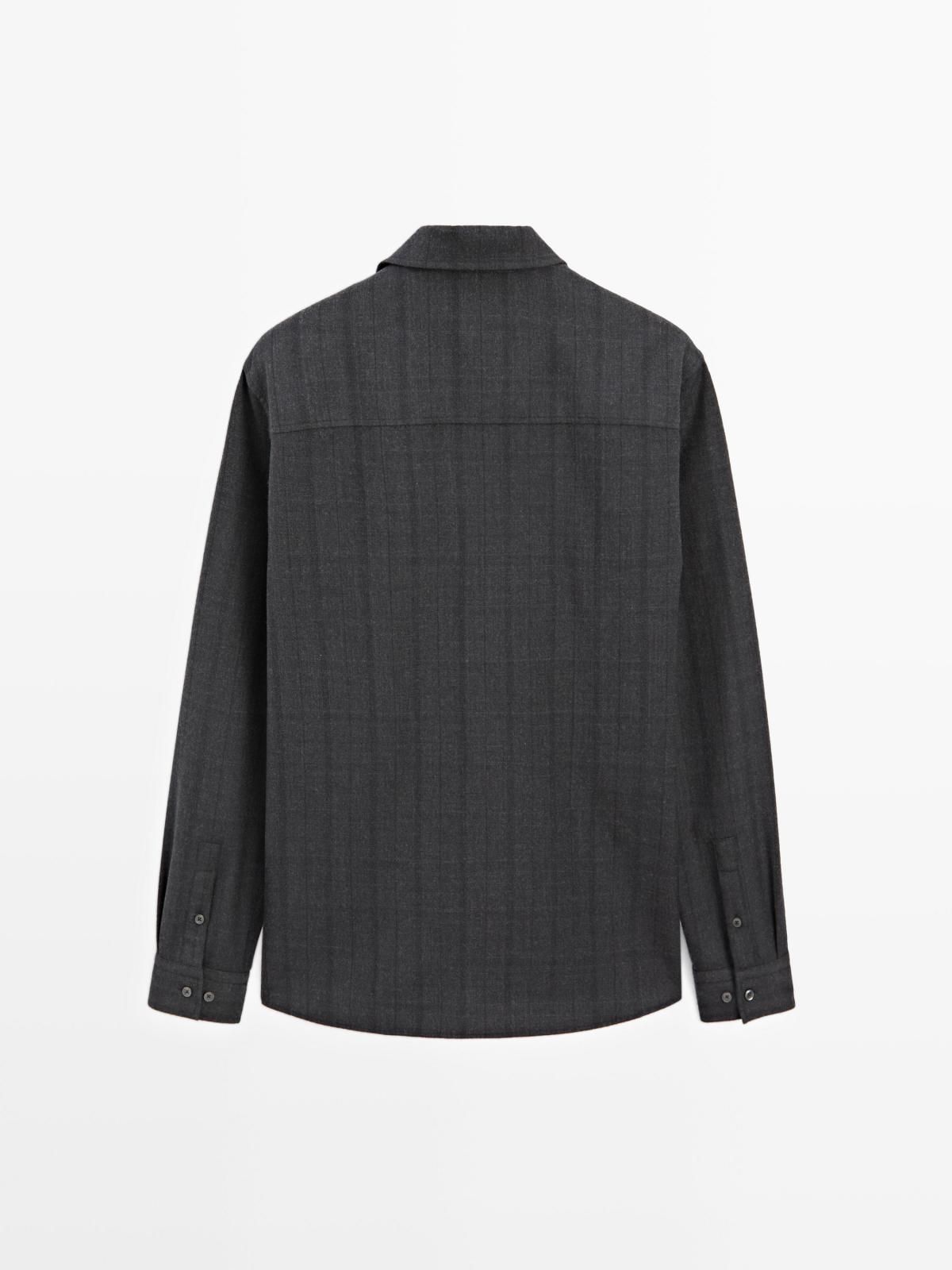 마시모두띠 클래식 체크 울 긴팔 셔츠 레귤러핏 1815/296 NAVY BLUE 이미지 7