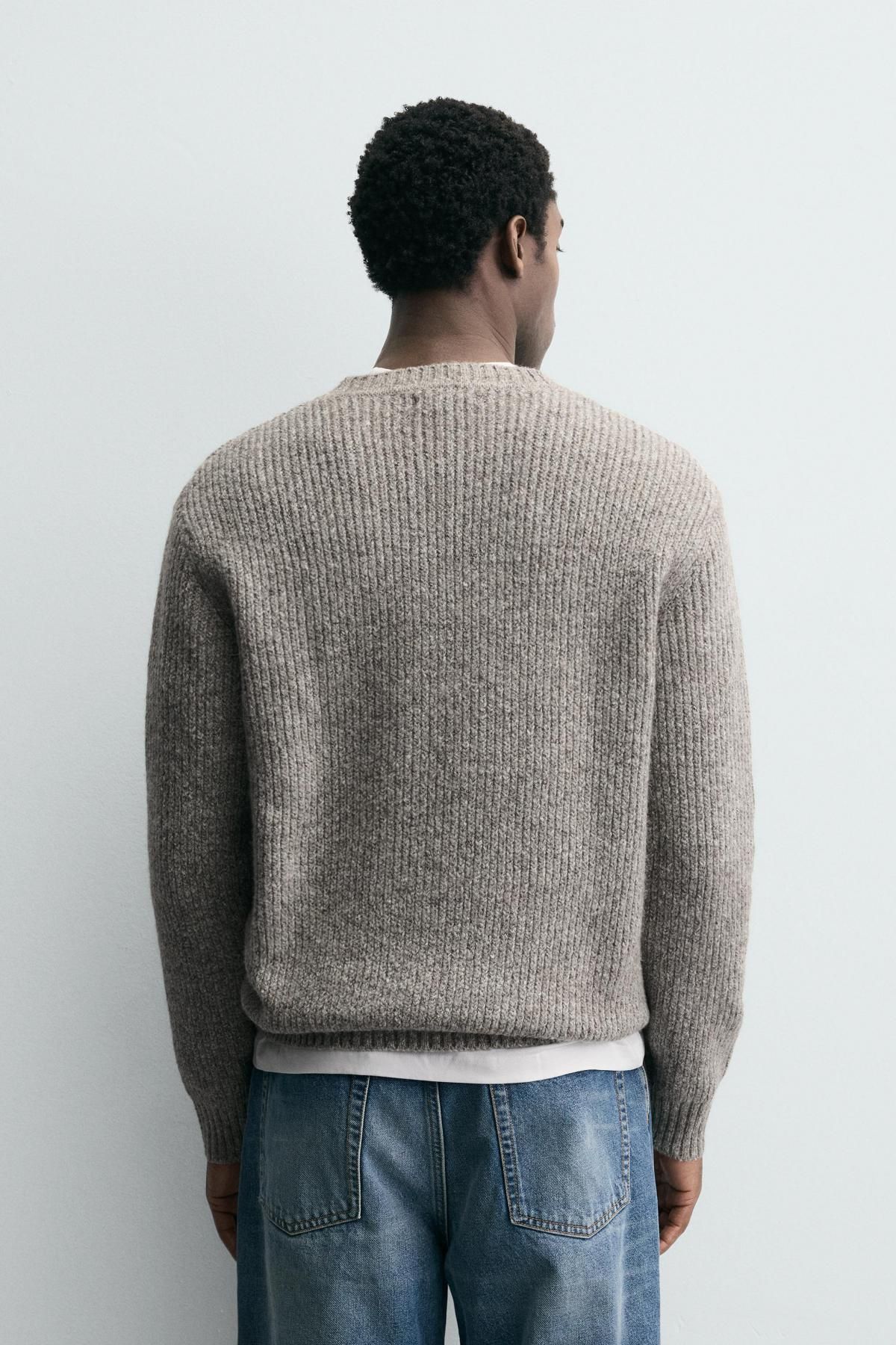 자라 라운드넥 펄 니트 릴랙스핏 스웨터 3284/343 BEIGE MARL - 상세 이미지 4