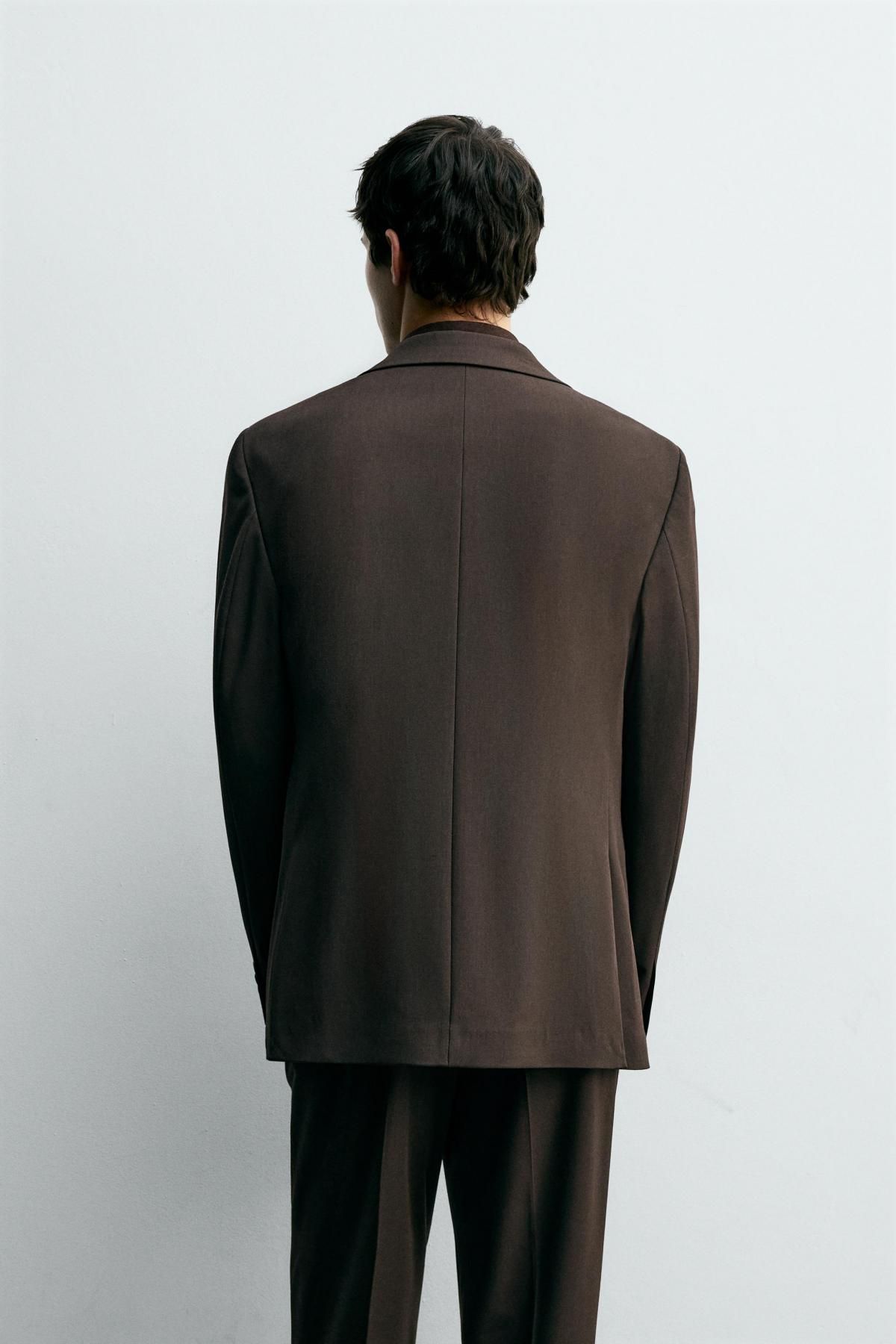 자라 슬림핏 비스코스 테일러드 블레이저 9621/321 BROWN - 상세 이미지 4