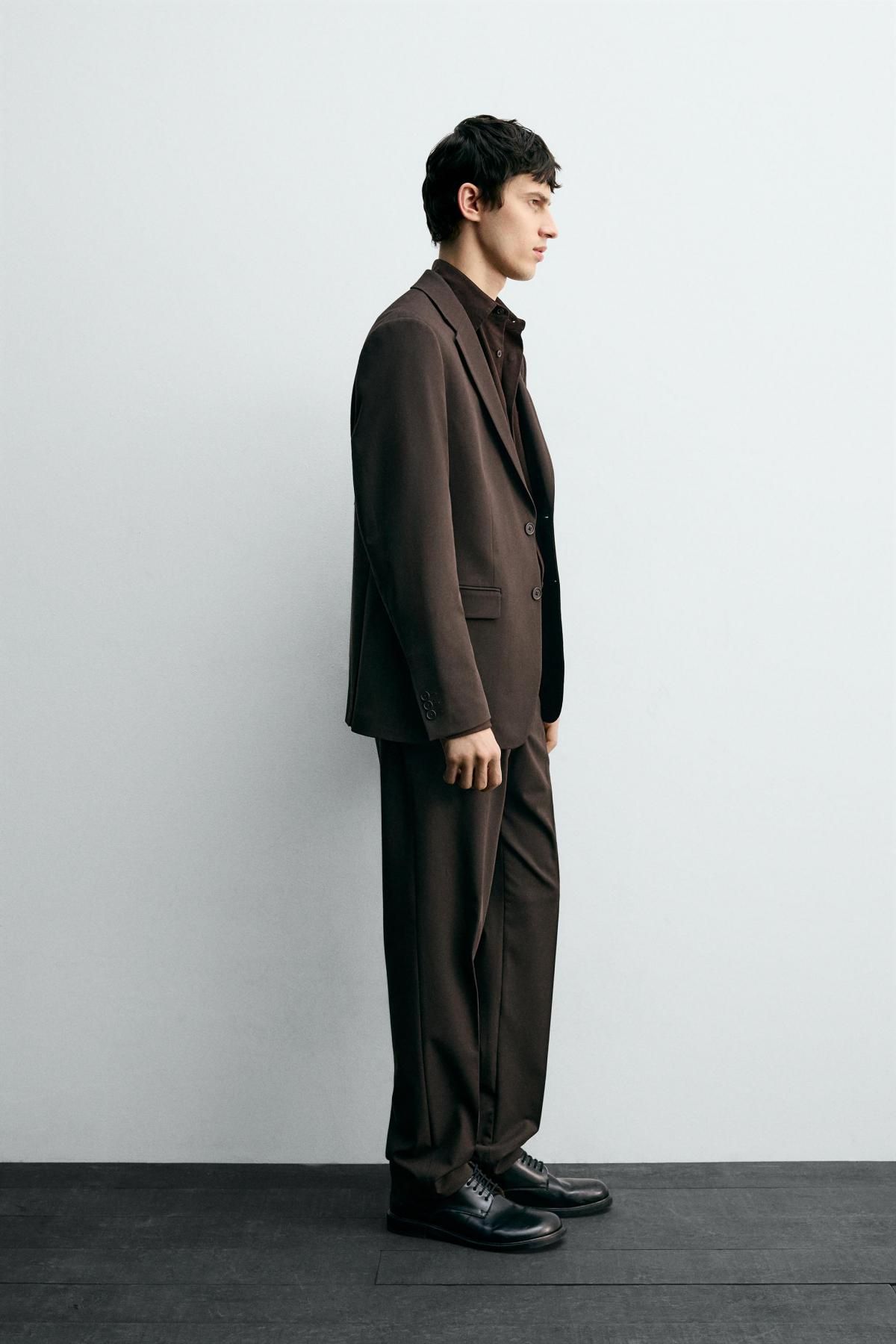 자라 슬림핏 비스코스 테일러드 블레이저 9621/321 BROWN - 상세 이미지 5