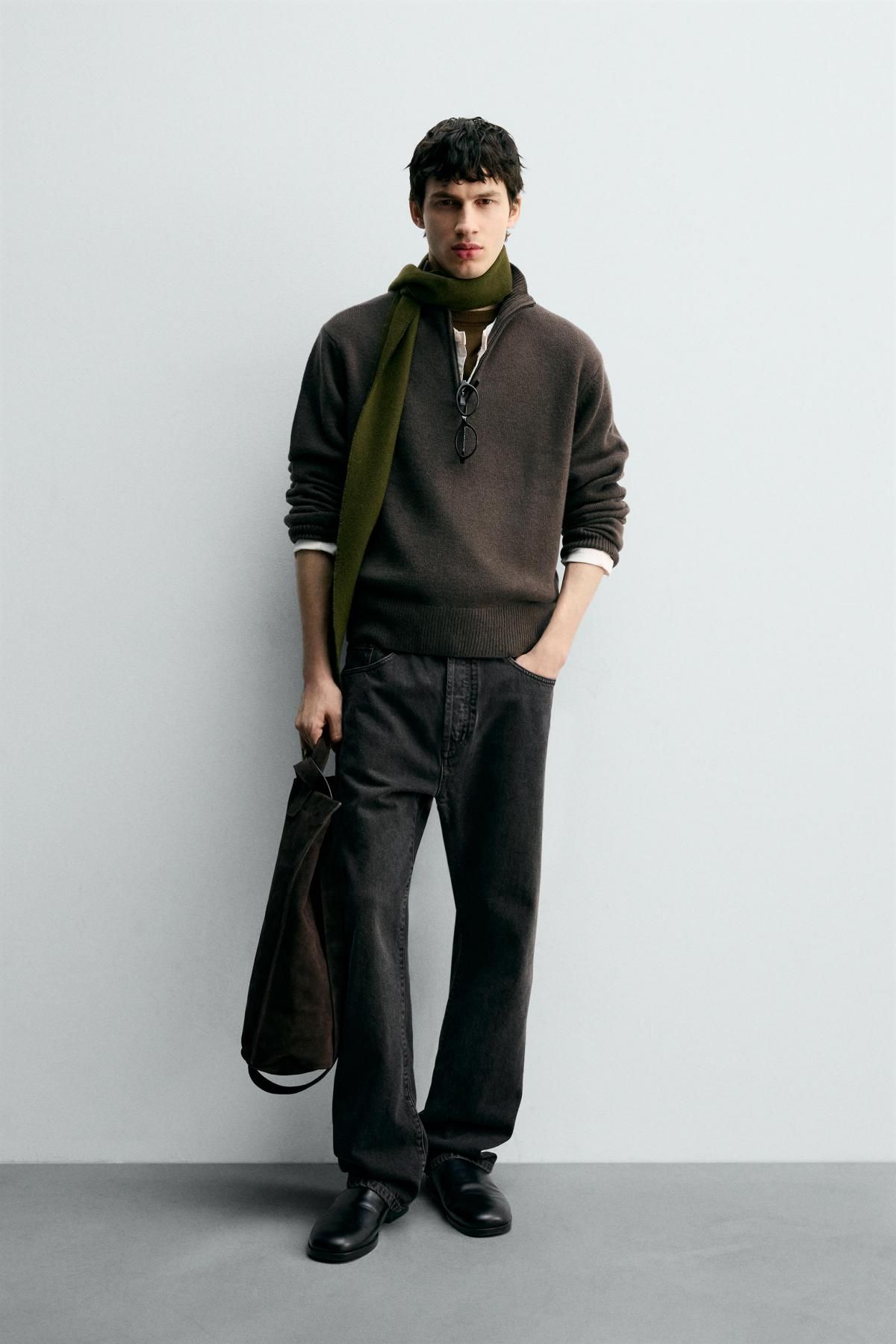 자라 프리미엄 울 하프집업 니트 스웨터 2893/339 ANTHRACITE GREY - 상세 이미지 2