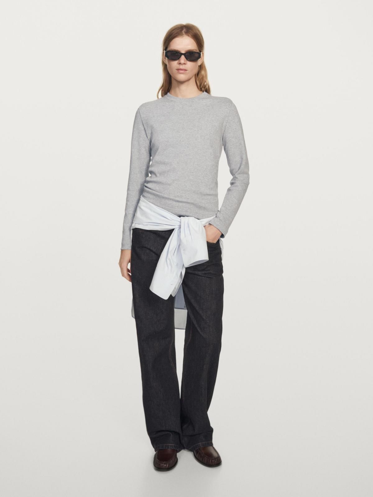 마시모두띠 베이직 코튼 인터록 슬림핏 긴팔 티셔츠 6820/906 MEDIUM GREY - 상세 이미지 2