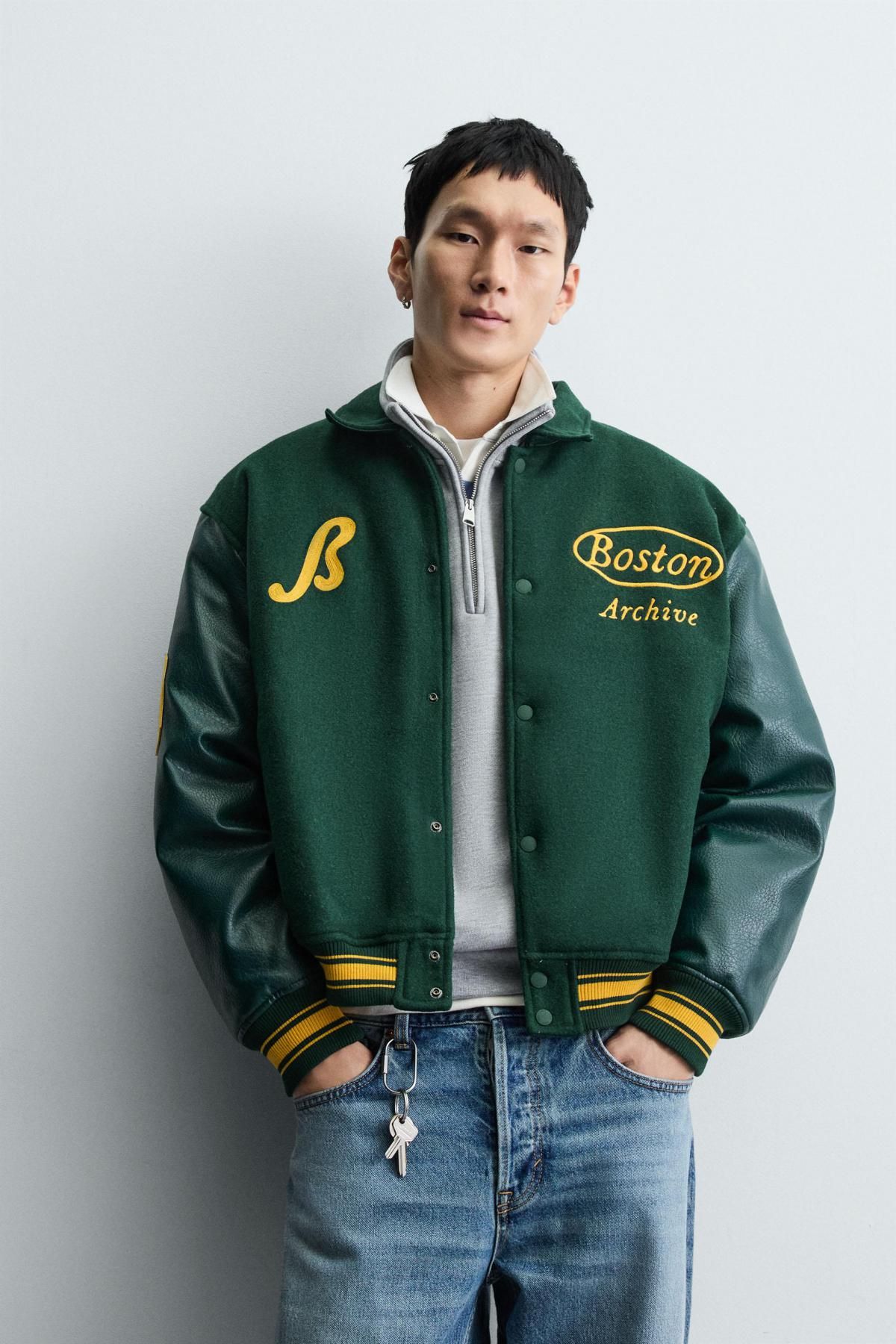 자라 테크니컬 배색 바시티 봄버 자켓 4302/314 GREEN - 상세 이미지 3