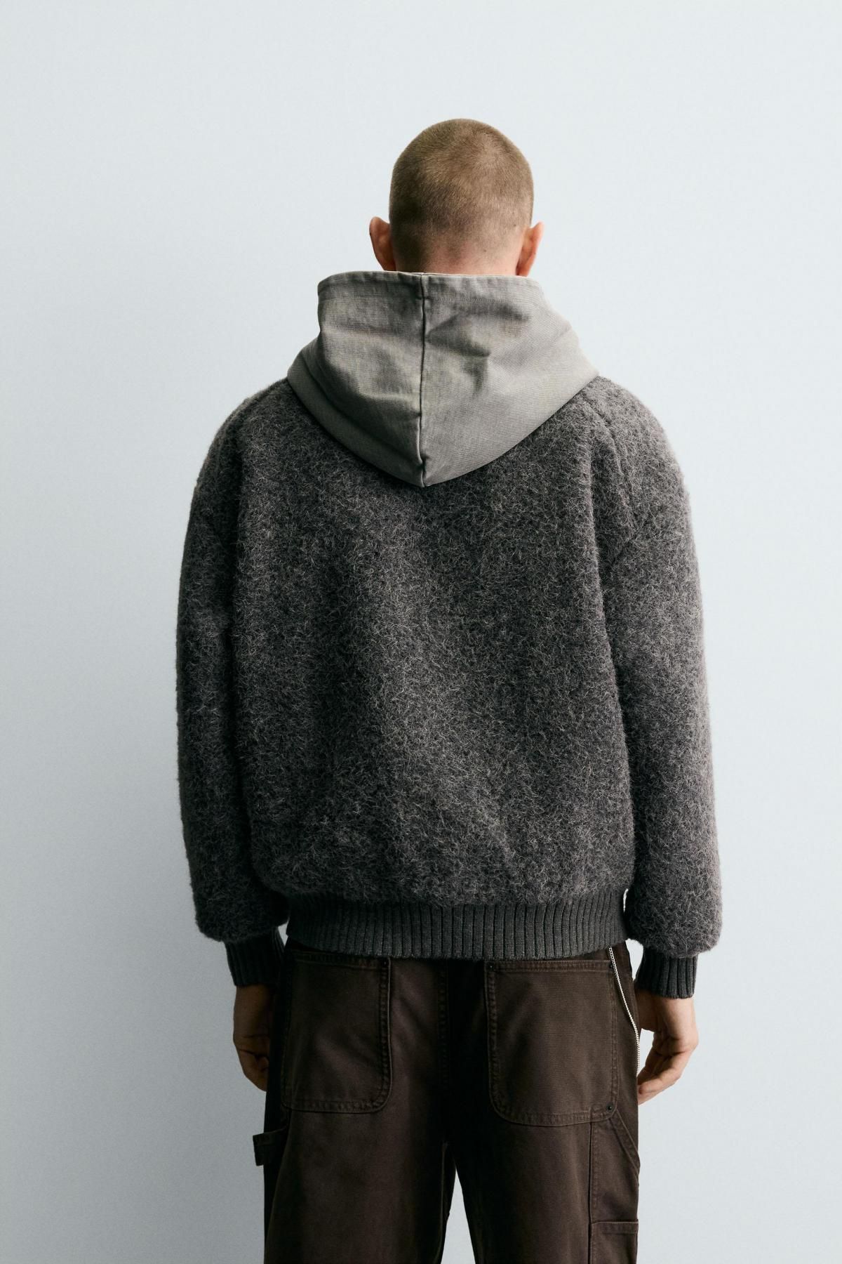 자라 텍스처 브이넥 퍼 포켓 가디건 8281/431 GREY - 상세 이미지 4