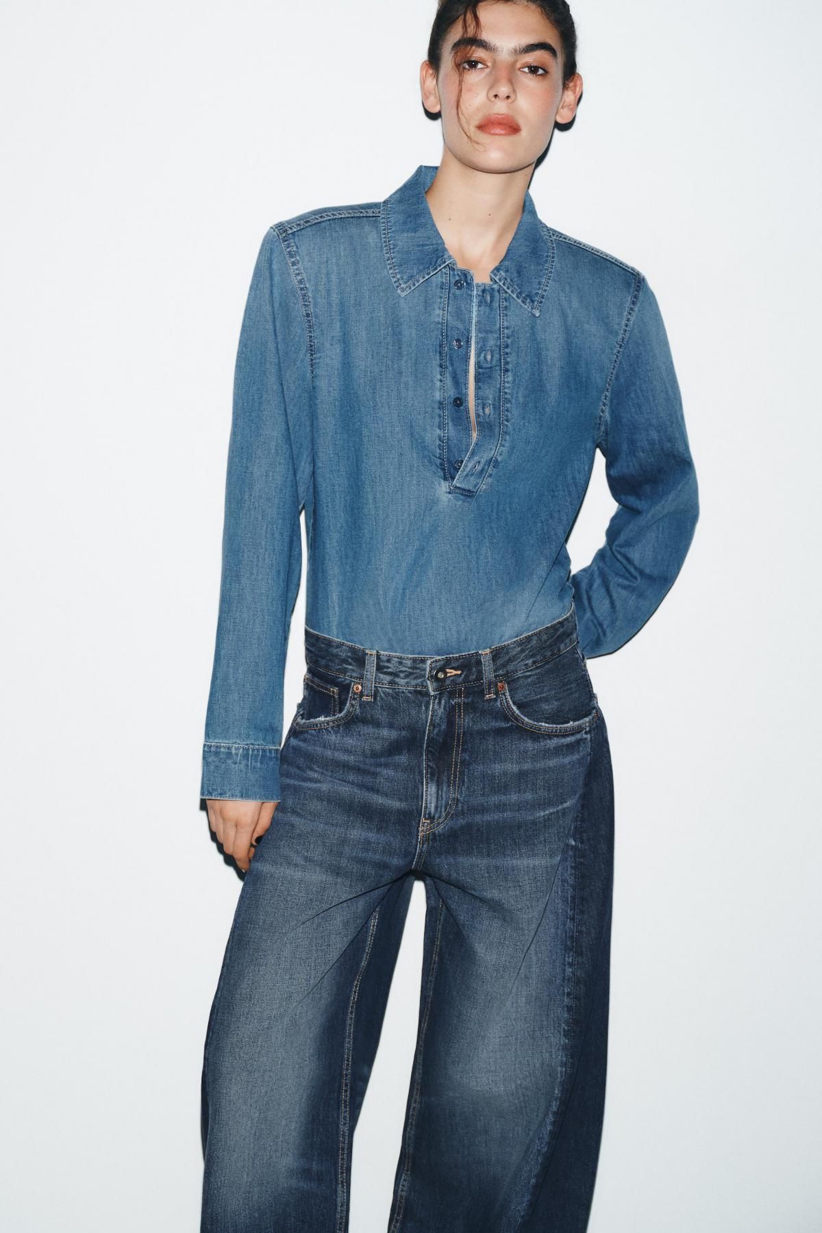 자라 오버사이즈 미드웨이스트 데님 청바지 8727/222 NAVY BLUE - 상세 이미지 3