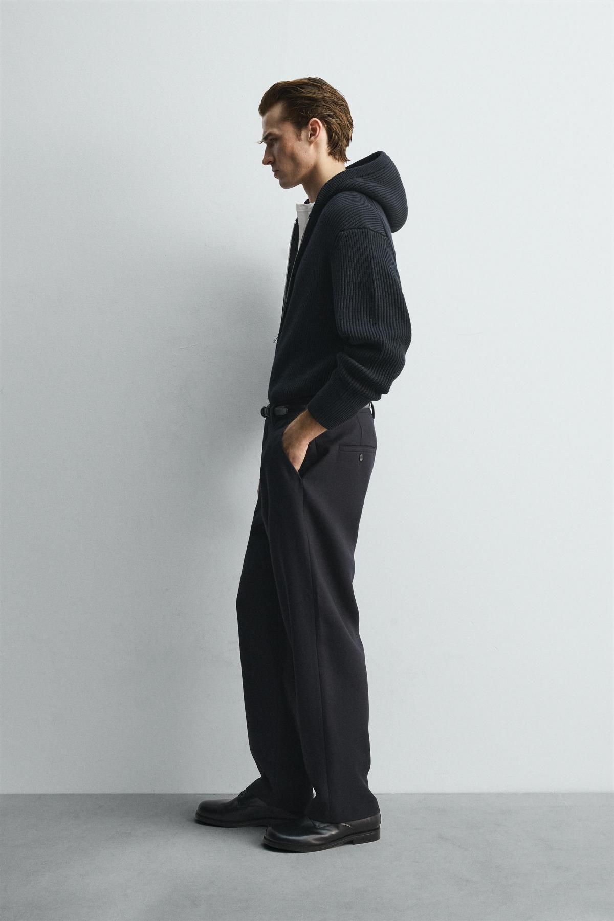자라 프리미엄 울 후드 집업 가디건 0693/316 NAVY BLUE - 상세 이미지 5
