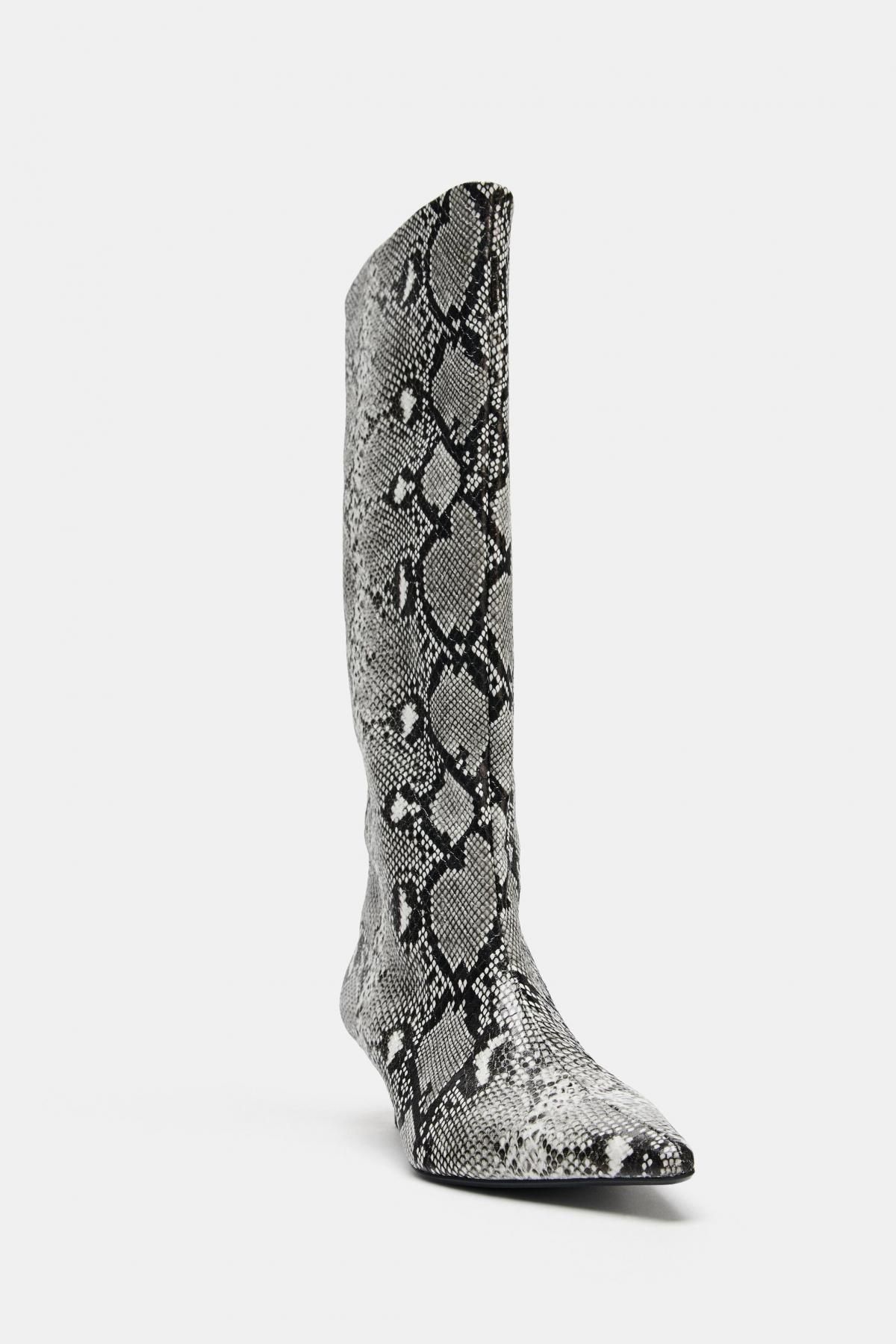 자라 애니멀 프린트 롱부츠 키튼힐 포인트토 1035/610 SNAKESKIN - 상세 이미지 4