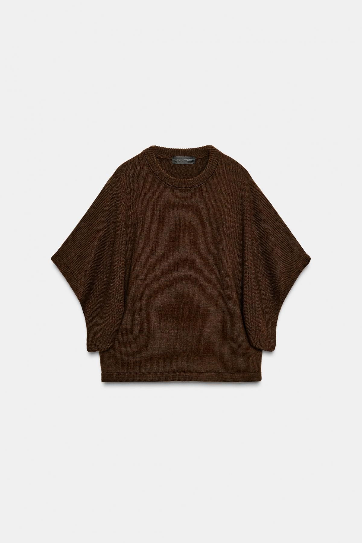 자라 오버핏 브라운 와이드 소매 니트 스웨터 6427/130 BROWN - 메인 이미지