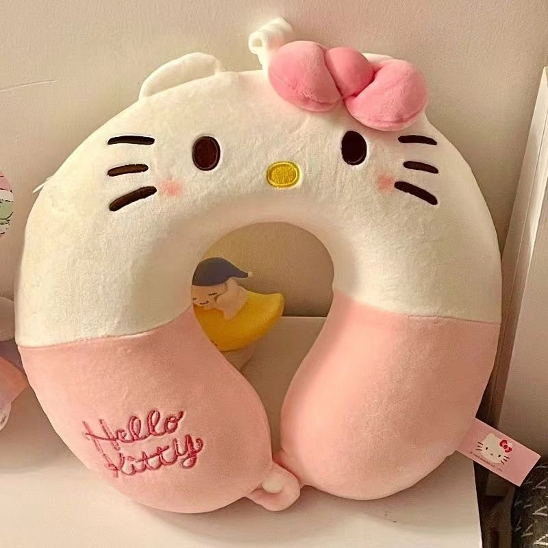헬로키티 목베게 U자형 베개 경추 쿠션 여행 비행기 차량 목 지지용 기내용 목쿠션 메모리폼 원단업그레이드+플래그십품질 - 상품 이미지