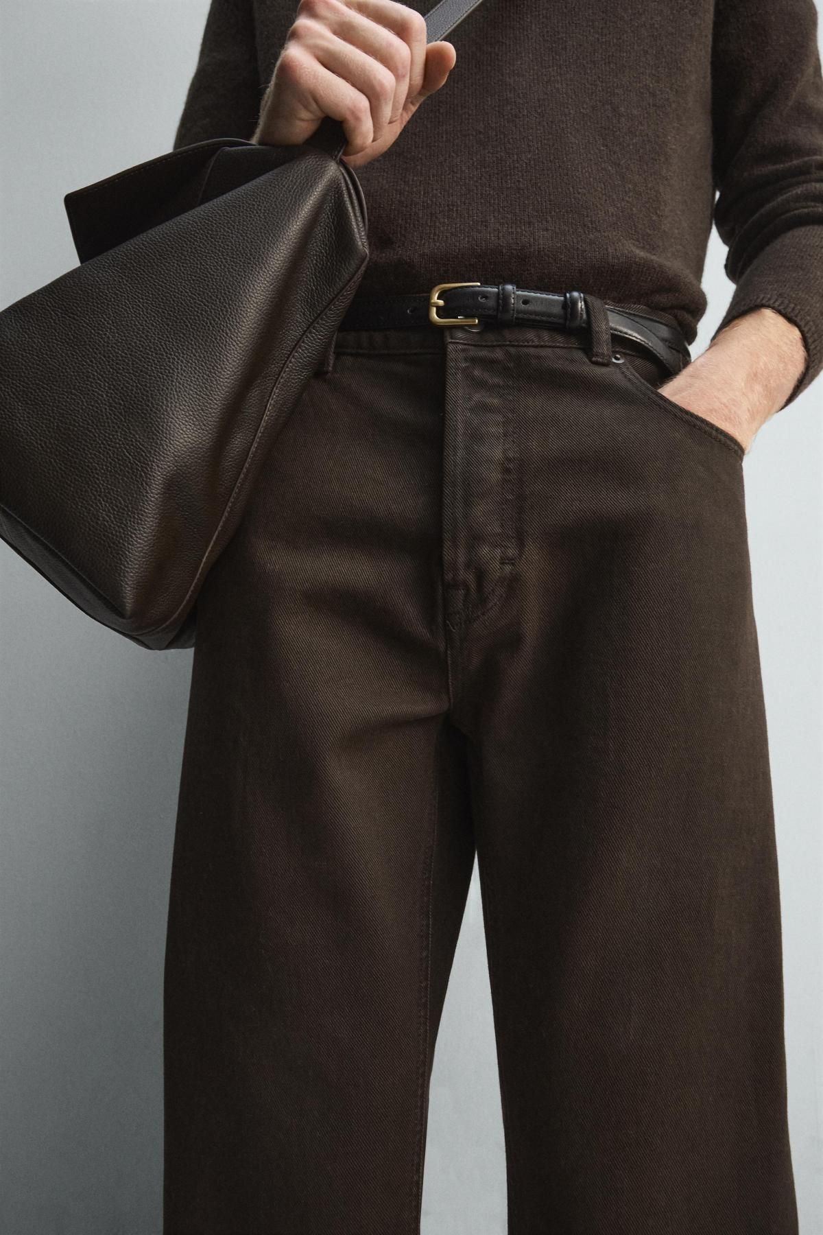 자라 왁스드 스트레이트핏 데님 팬츠 5585/325 BROWN - 상세 이미지 5