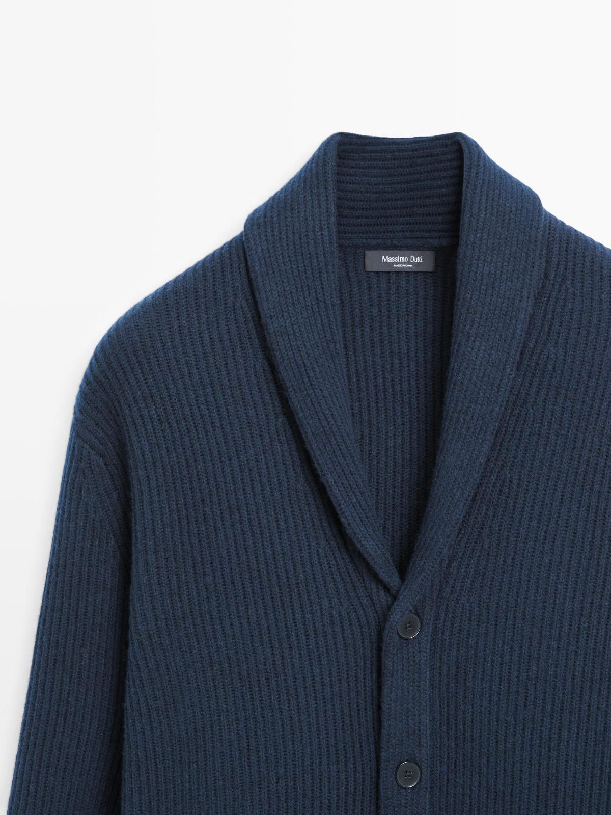 마시모두띠 울 혼방 니트 칼라 가디건 1113/240 NAVY BLUE - 상세 이미지 4