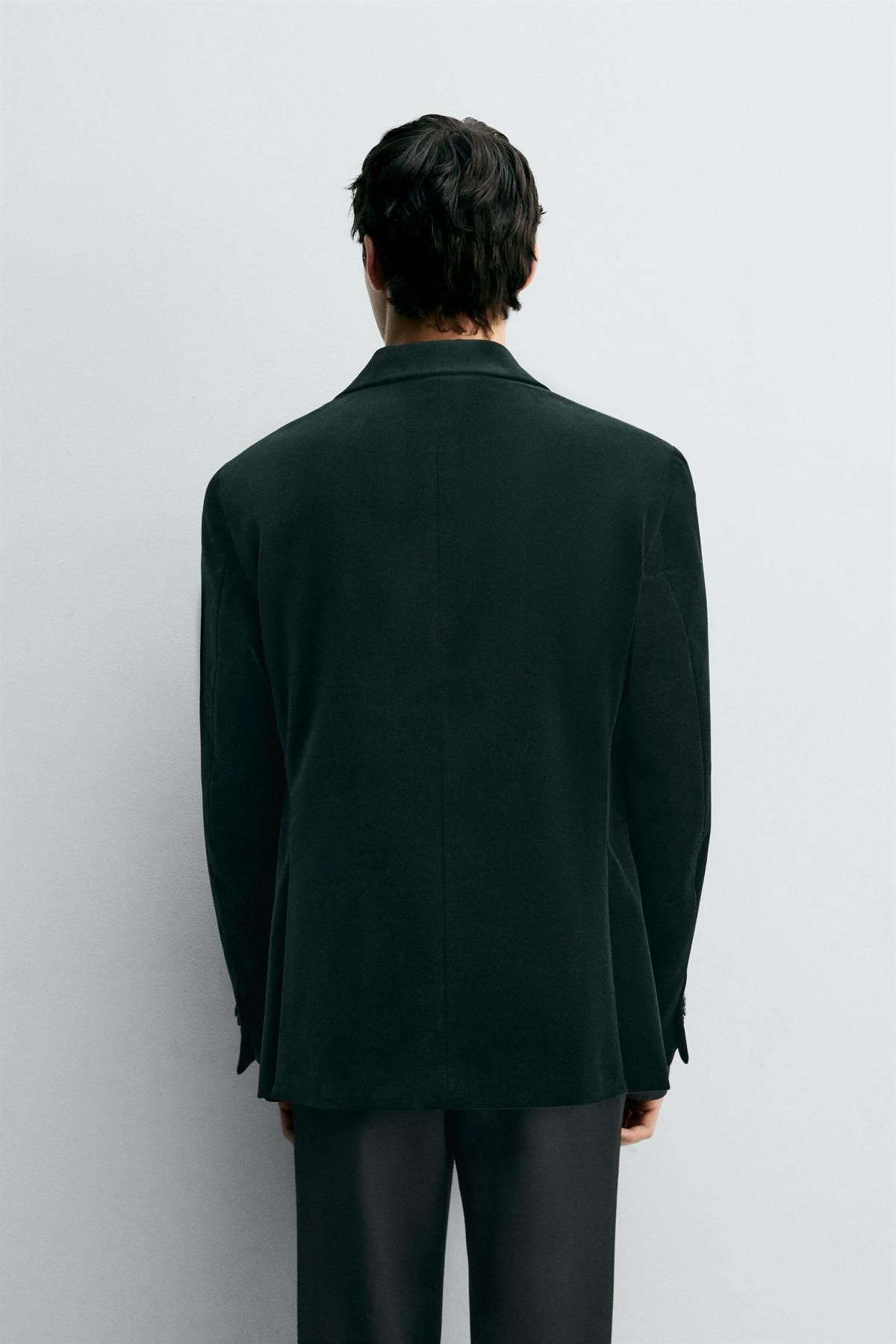 자라 레귤러핏 벨벳 테일러드 재킷 9621/310 BOTTLE GREEN - 상세 이미지 4